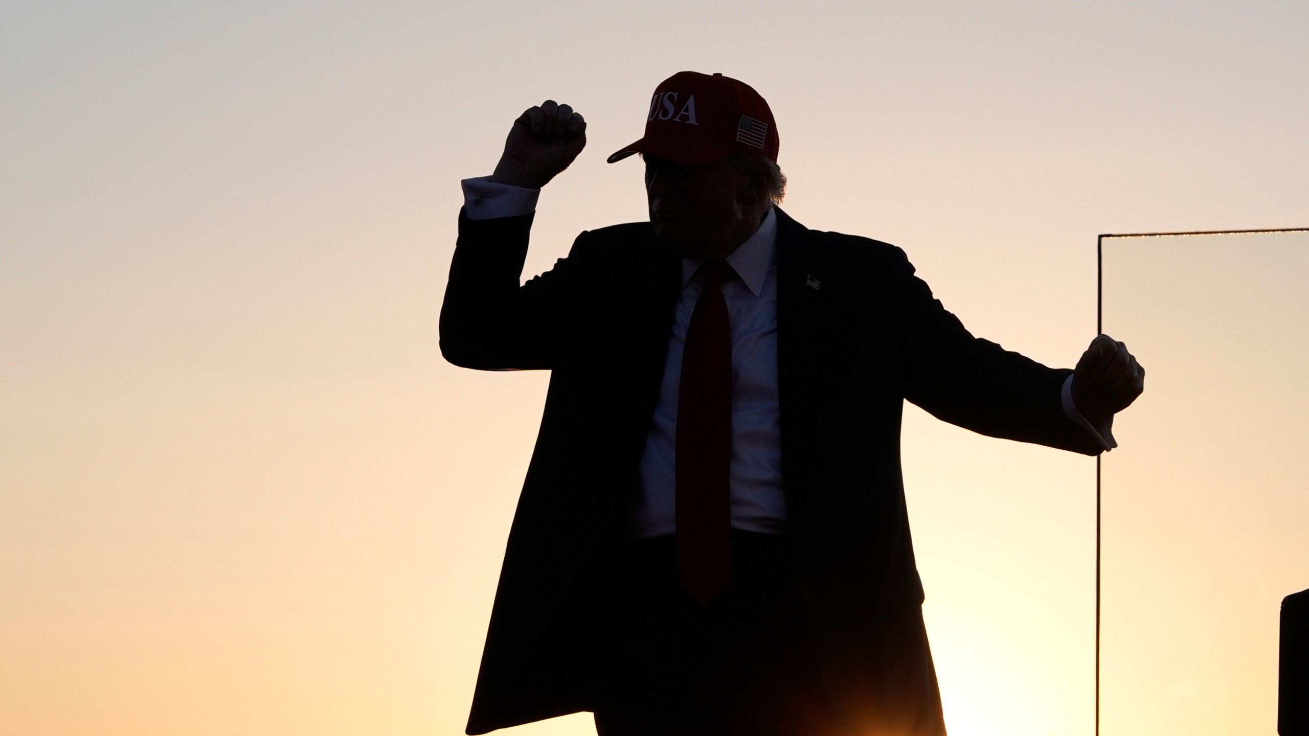 President Donald Trump dances after speaking at a rally at the Iowa State Fairgrounds, Thursday, July 3, 2025, in Des Moines, Iowa. (AP Photo/Alex Brandon)