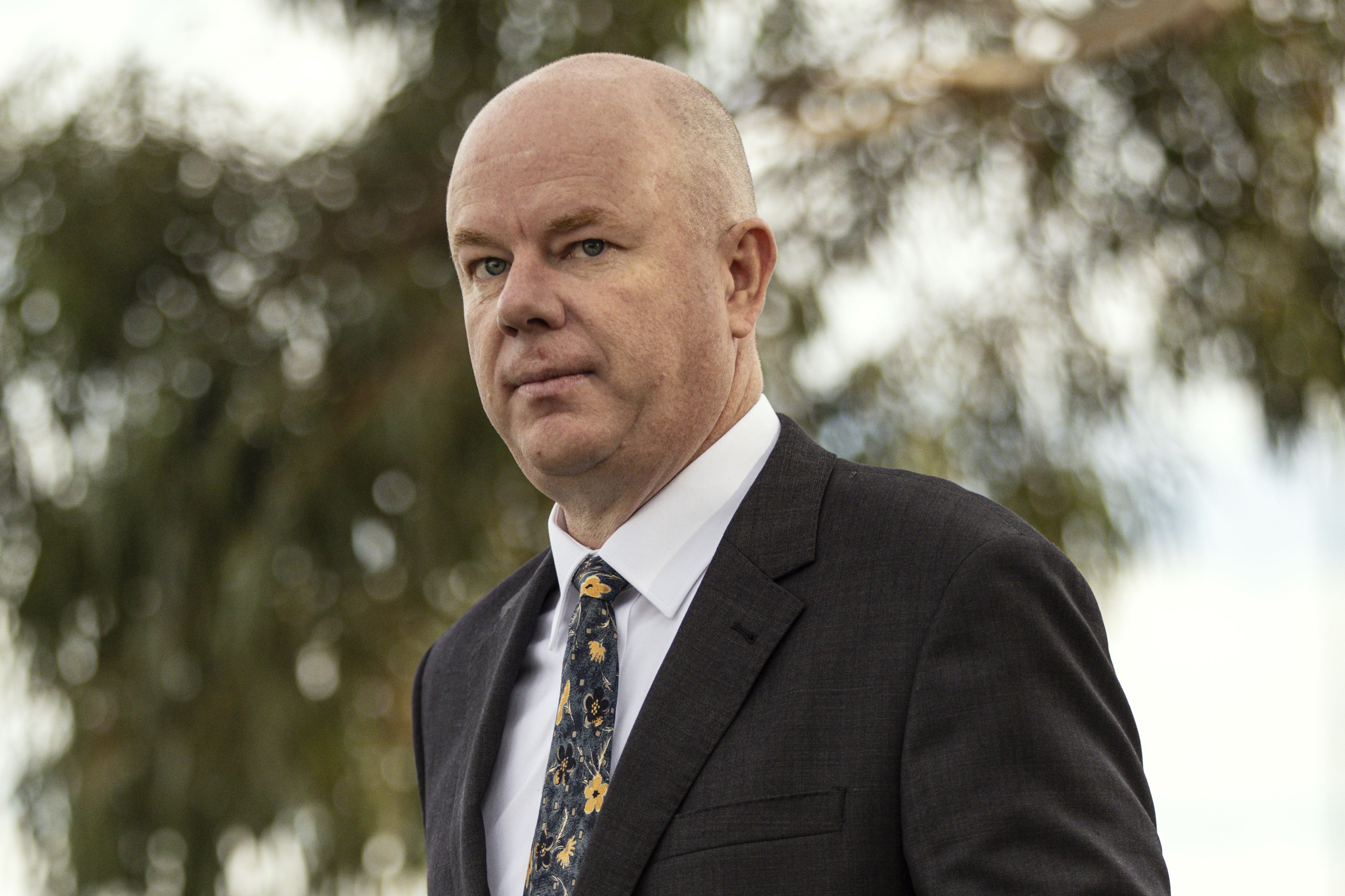 Simon Patterson, former husband of Erin Patterson, arrives at the Supreme Court in Morwell, Australia, on May 5, 2025. (Diego Fedele/AAP Image via AP)