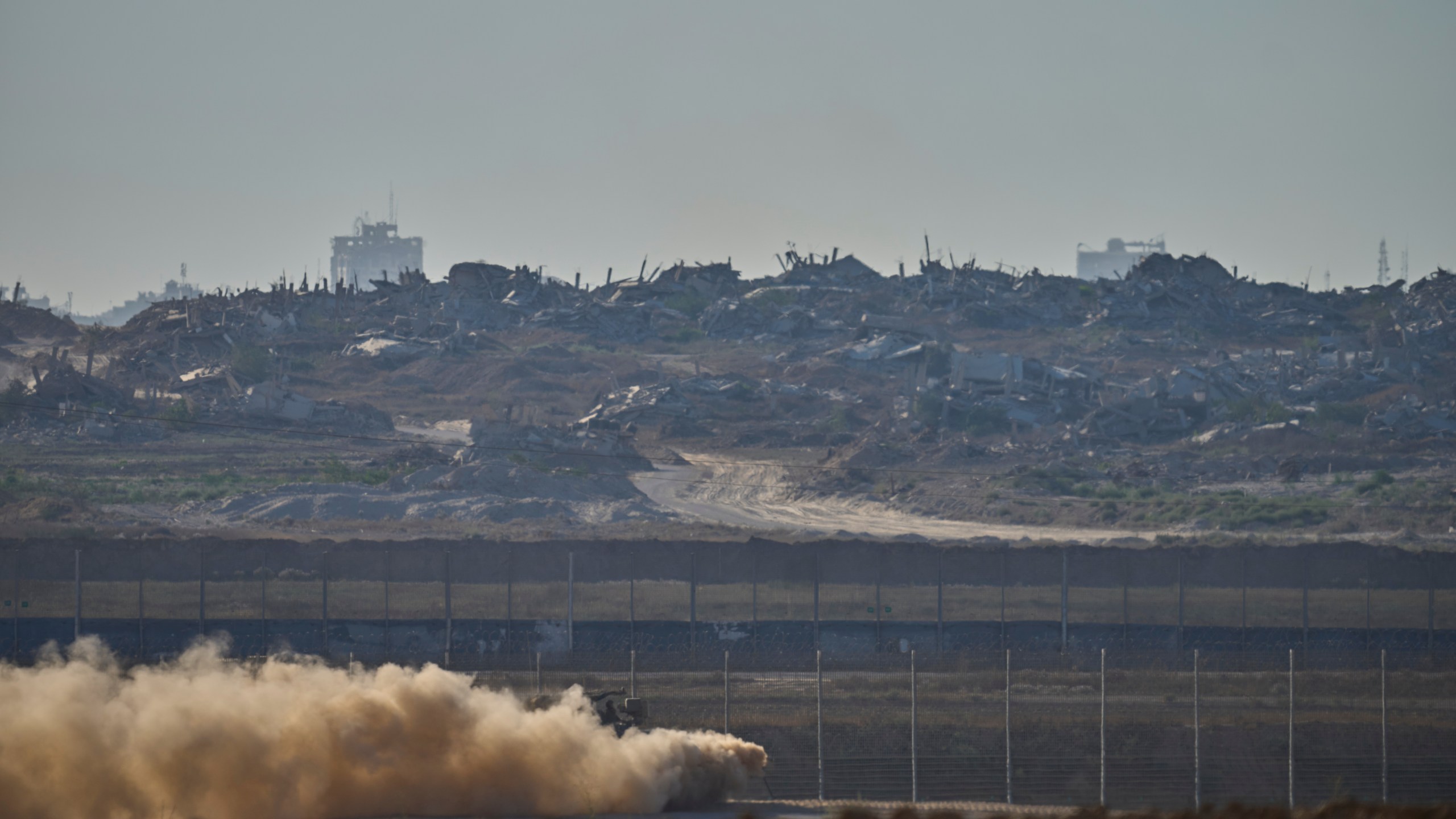 An Israeli army APC moves along the border of the gaza strip in southern Israel, Sunday, July 6, 2025. (Photo/Ohad Zwigenberg)