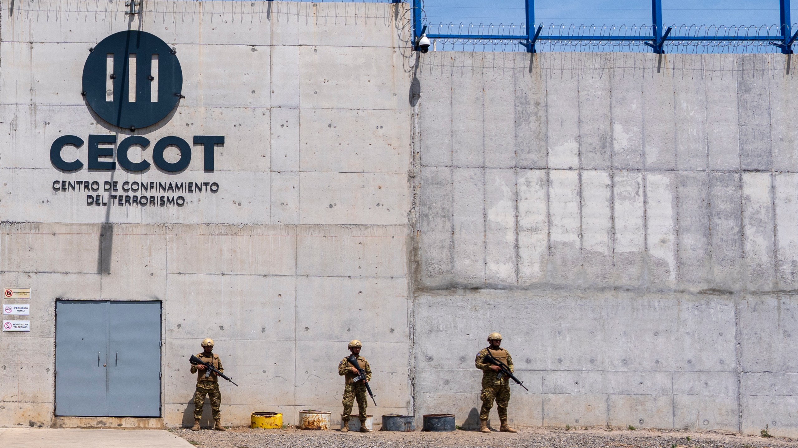 FILE - The exterior of the Terrorist Confinement Center as Homeland Security Secretary Kristi Noem arrives, in Tecoluca, El Salvador, March 26, 2025. (AP Photo/Alex Brandon, File)