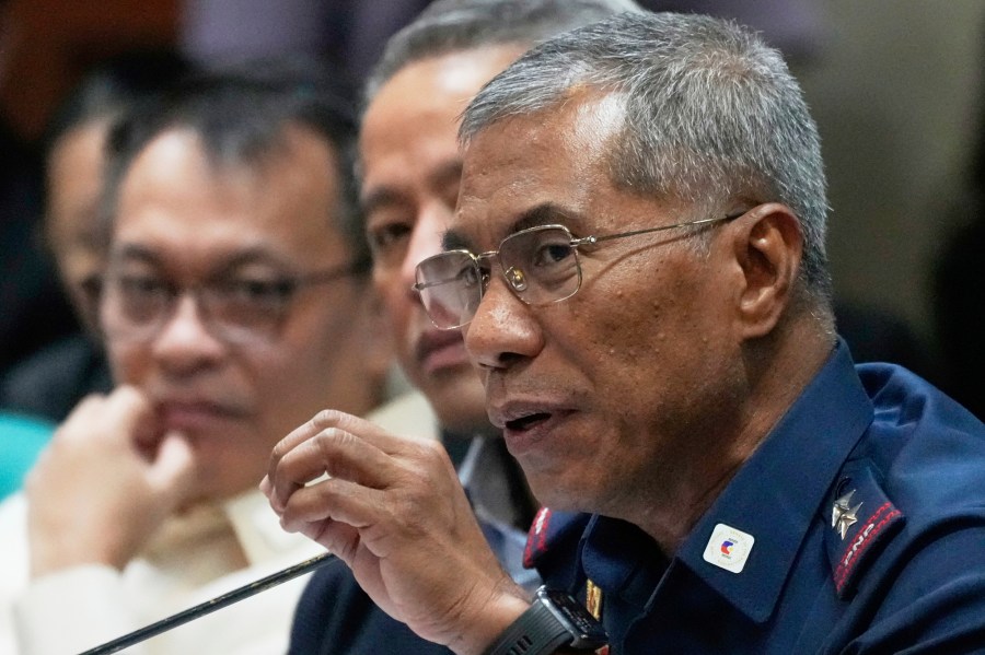 FILE - Police Brigadier General Nicolas Torre speaks during a hearing on the arrest of former Philippine President Rodrigo Duterte at the Senate Foreign Relations Committee in Manila, Philippines, March 20, 2025. (AP Photo/Aaron Favila, File)