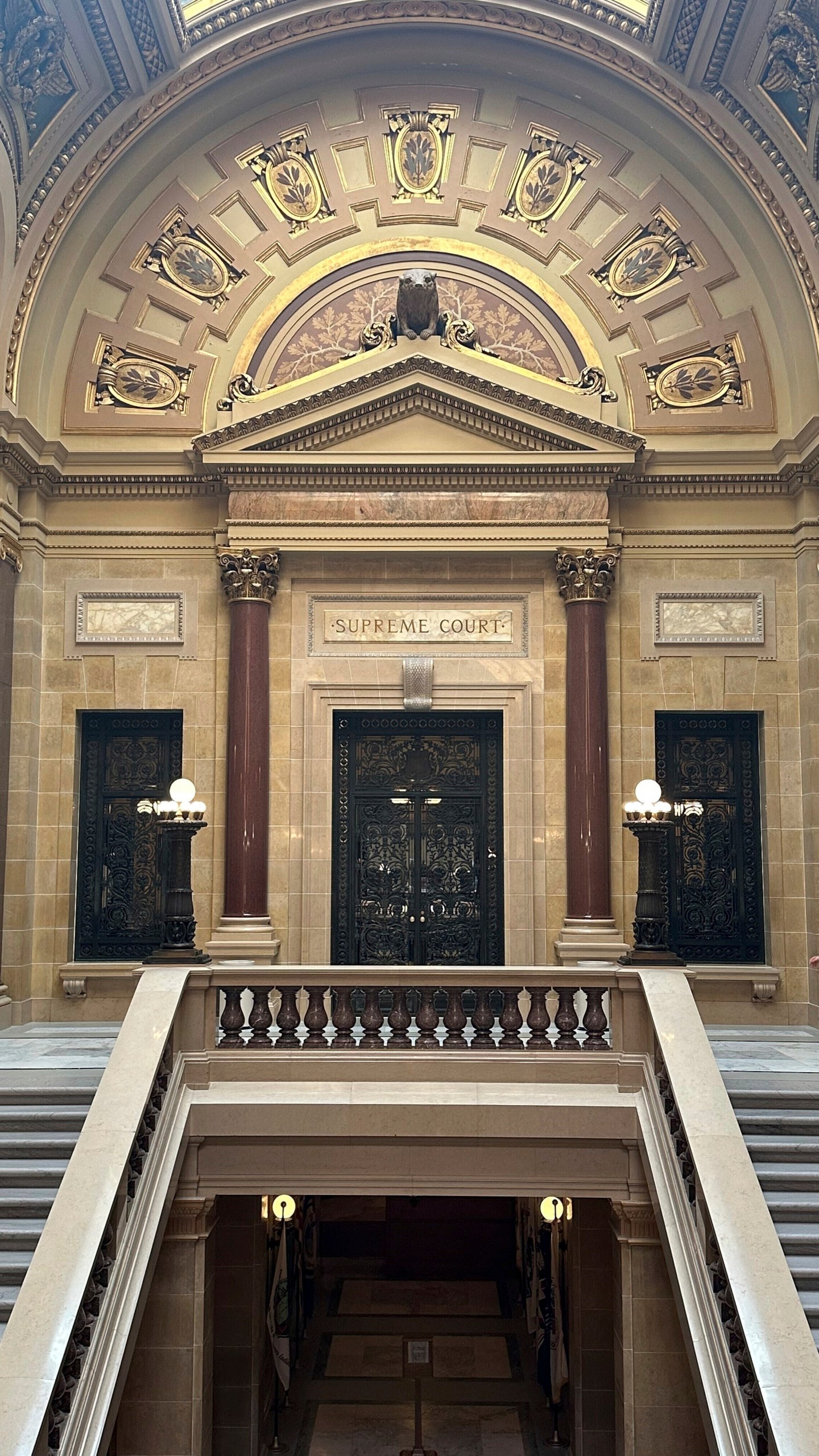 The Wisconsin Supreme Court as shown on Tuesday, July 8, 2025, in Madison, Wis., cleared the way for a state ban on conversion therapy to be enacted with a ruling that broadens the governor's powers over administrative rules. (AP Photo/Scott Bauer)