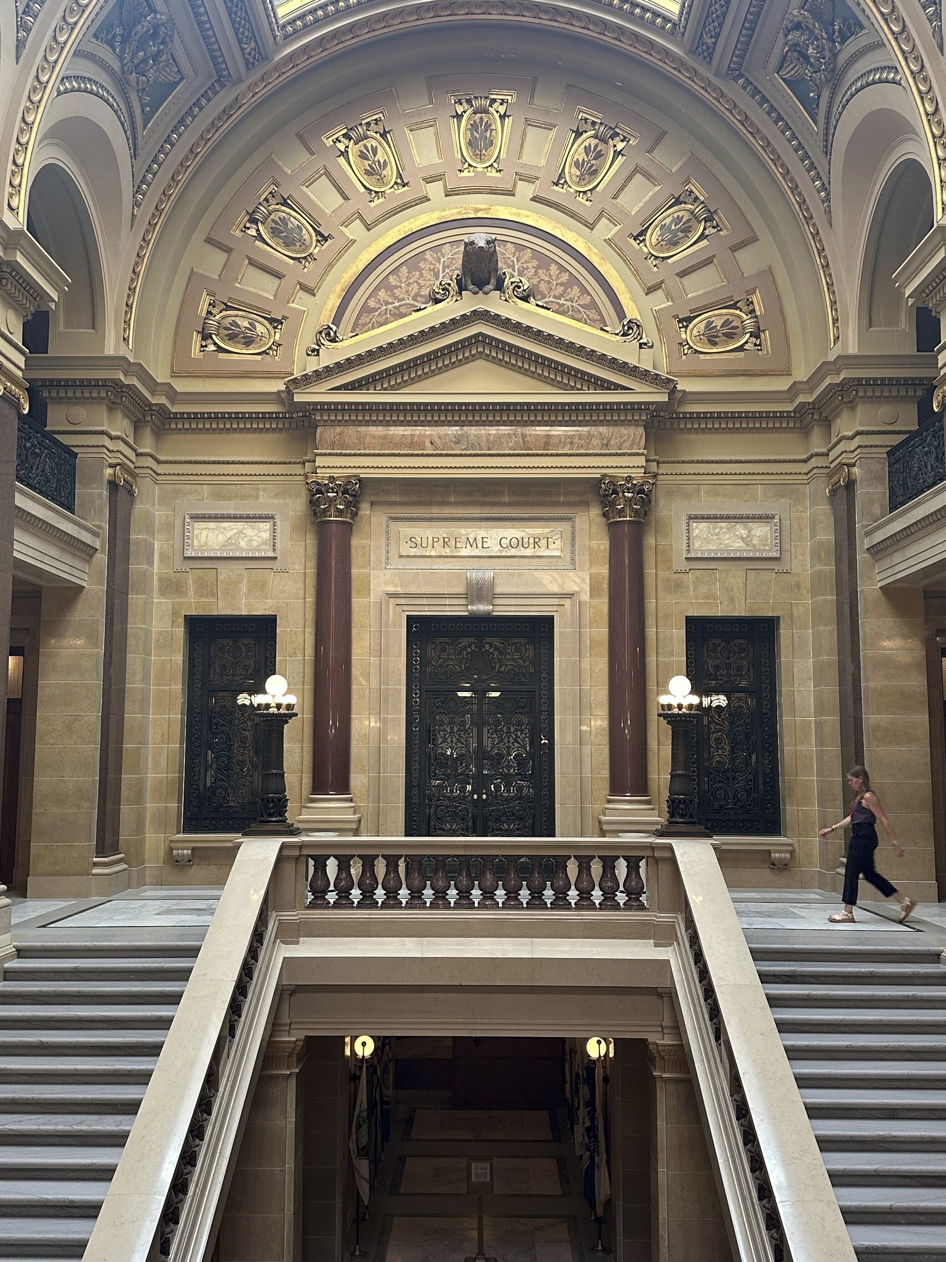 The Wisconsin Supreme Court as shown on Tuesday, July 8, 2025, in Madison, Wis., cleared the way for a state ban on conversion therapy to be enacted with a ruling that broadens the governor's powers over administrative rules. (AP Photo/Scott Bauer)