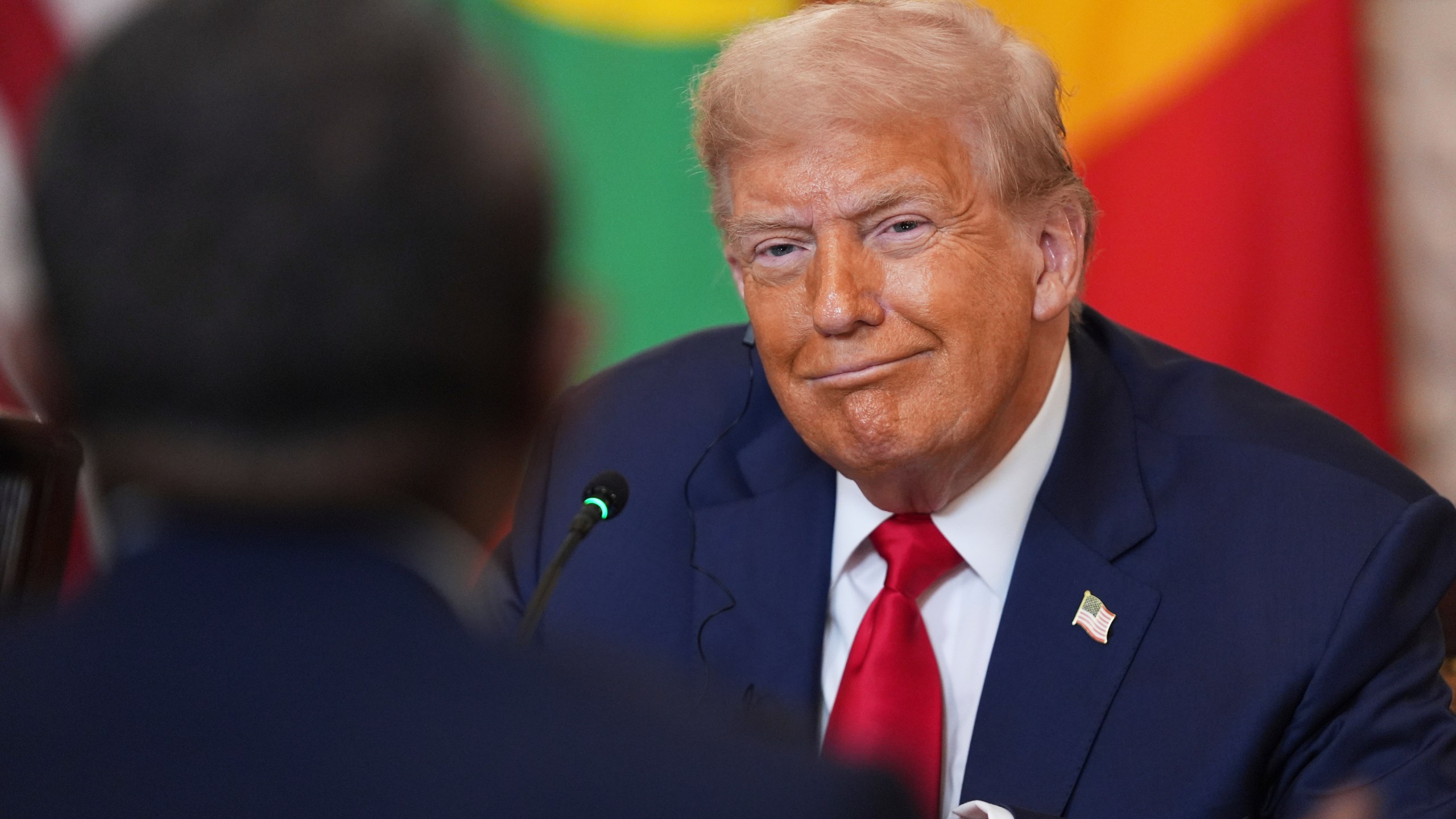 President Donald Trump speaks during a lunch with African leaders in the State Dining Room of the White House, Wednesday, July 9, 2025, in Washington. (AP Photo/Evan Vucci)