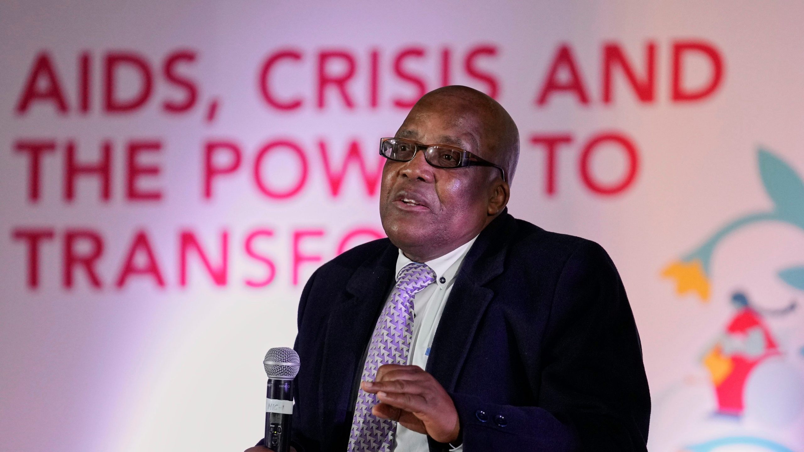South Africa's Minister of Health Aaron Motsoaledi, speaks during the UNAIDS report release at Bertha Gxowa Hospital in Germiston, South Africa, Thursday, July 10, 2025. (AP Photo/Themba Hadebe)