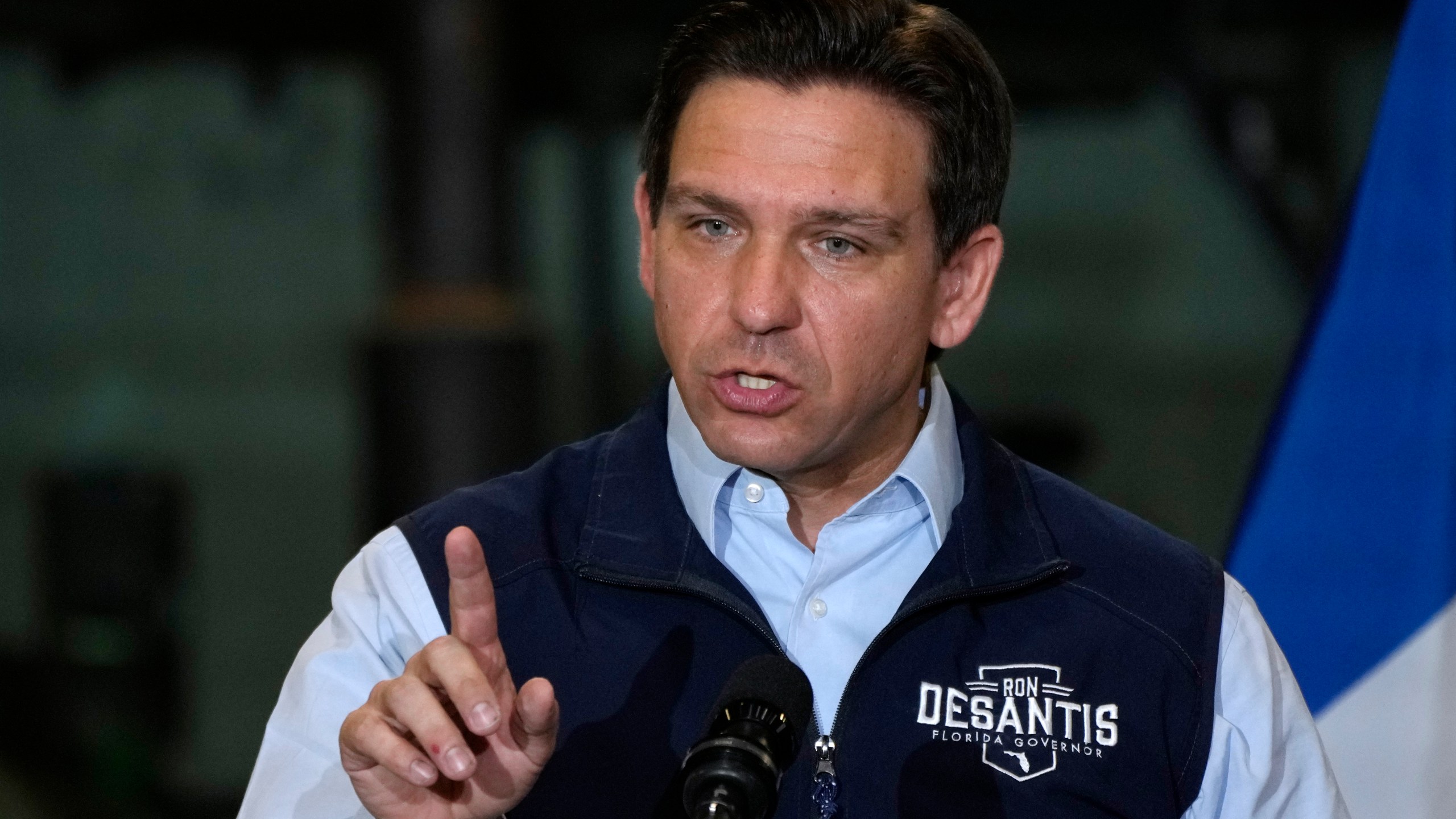 FILE - Florida Gov. Ron DeSantis speaks during a campaign event on May 31, 2023, in Salix, Iowa. (AP Photo/Charlie Neibergall, File)