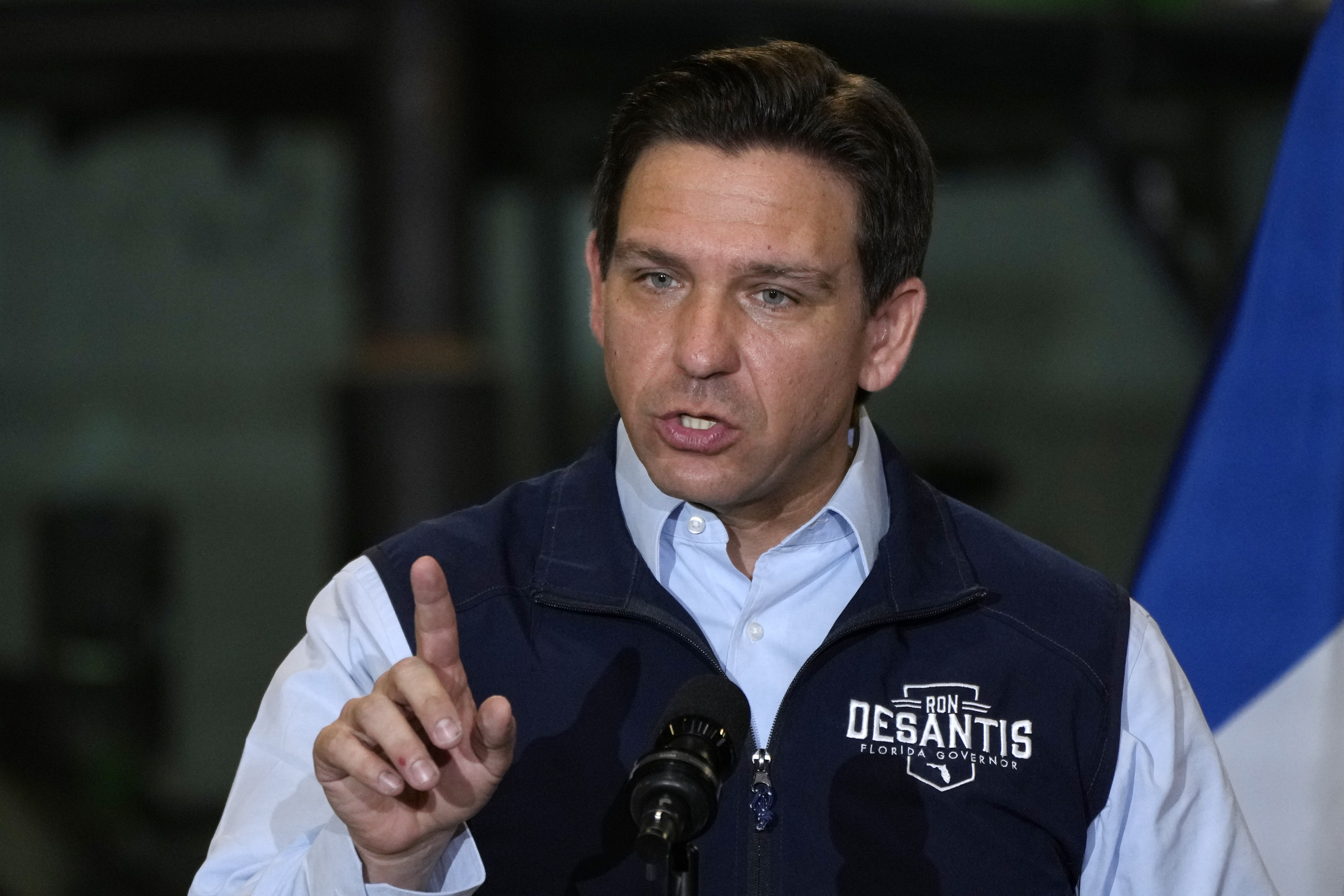 FILE - Florida Gov. Ron DeSantis speaks during a campaign event on May 31, 2023, in Salix, Iowa. (AP Photo/Charlie Neibergall, File)