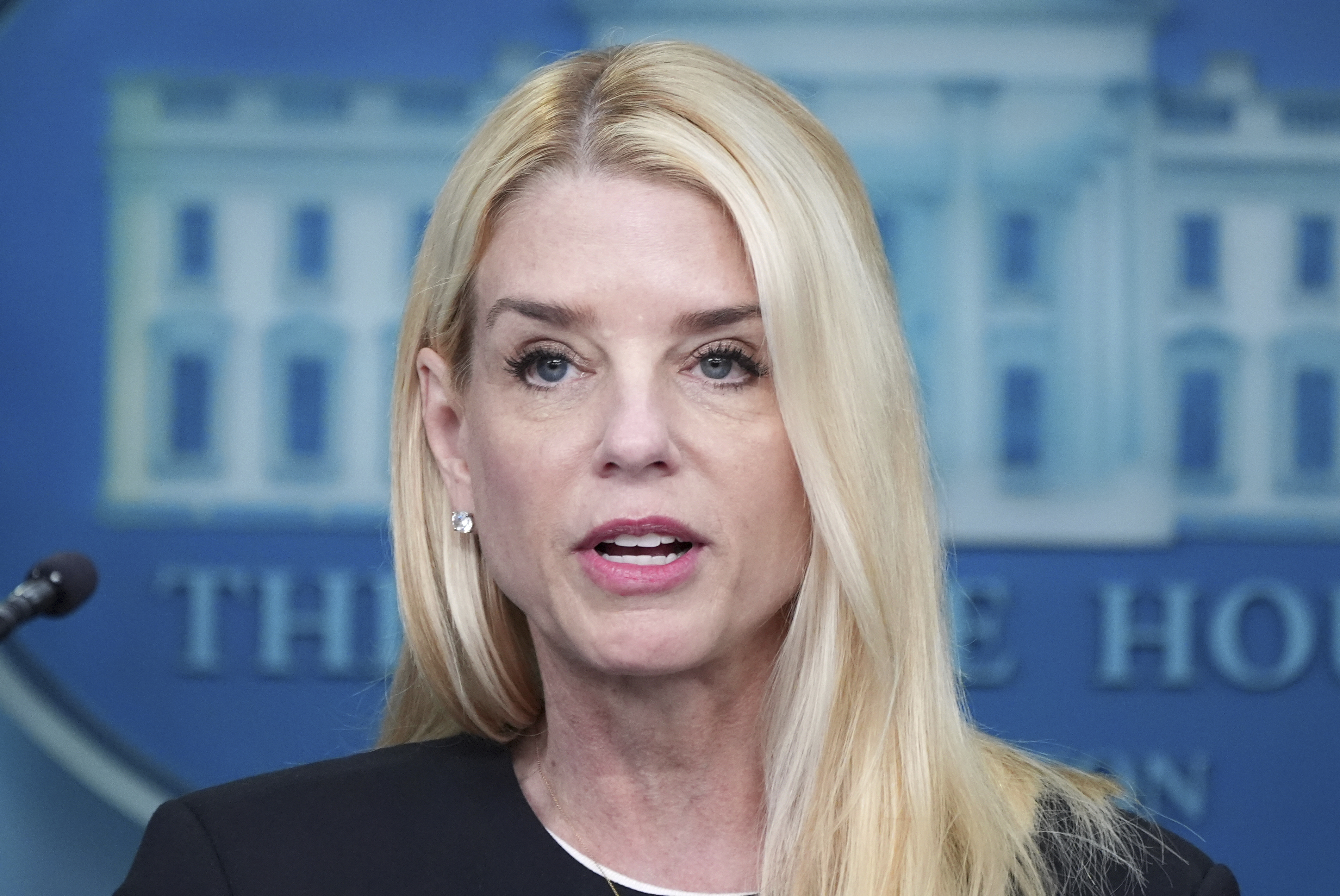 Attorney General Pam Bondi speaks to the media, Friday, June 27, 2025, in the briefing room of the White House in Washington. (AP Photo/Jacquelyn Martin)