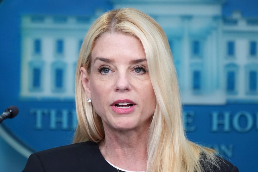 Attorney General Pam Bondi speaks to the media, Friday, June 27, 2025, in the briefing room of the White House in Washington. (AP Photo/Jacquelyn Martin)