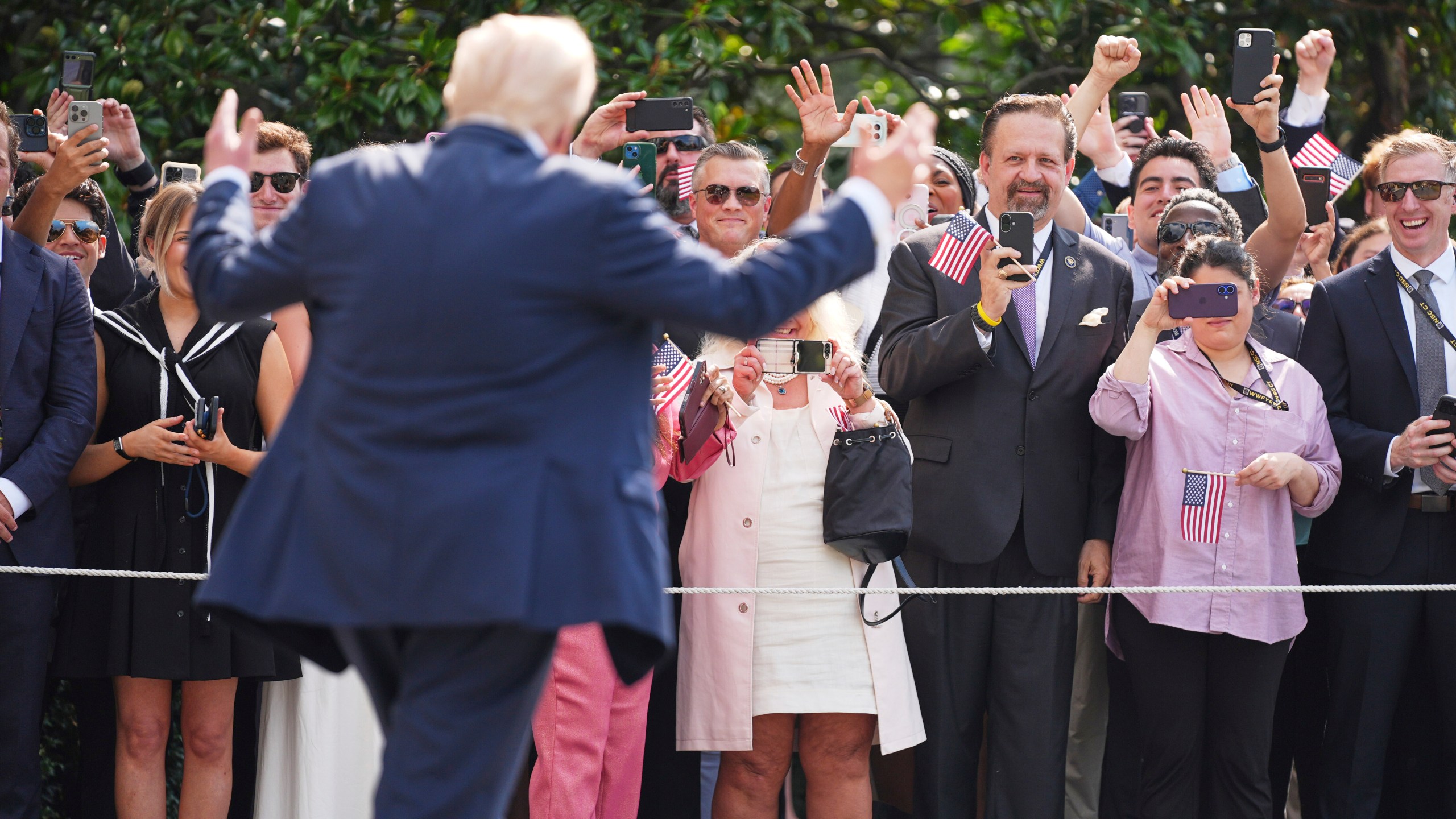 President Donald Trump departs the White House, Friday, July 11, 2025, in Washington. (AP Photo/Evan Vucci)