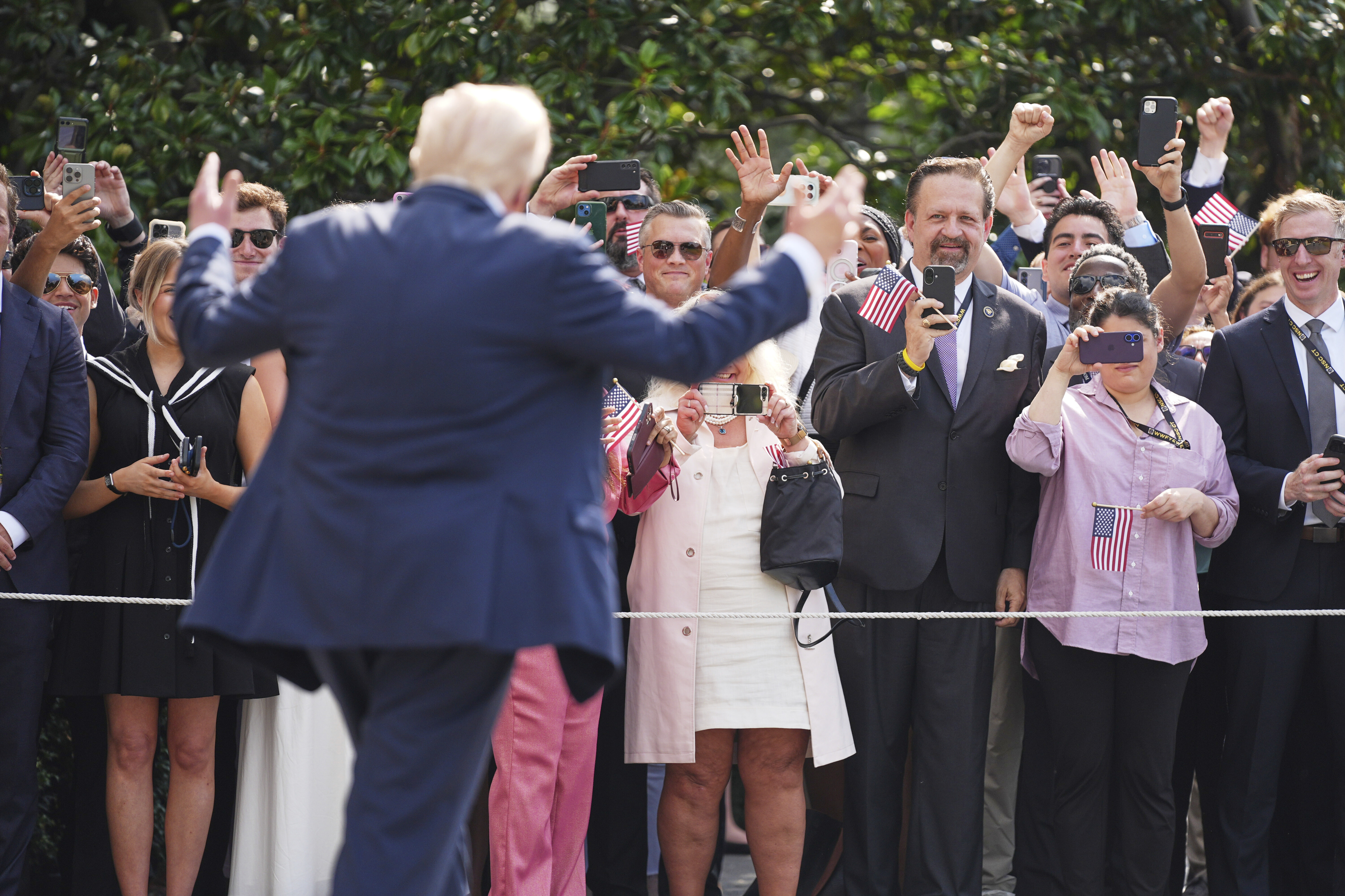 President Donald Trump departs the White House, Friday, July 11, 2025, in Washington. (AP Photo/Evan Vucci)