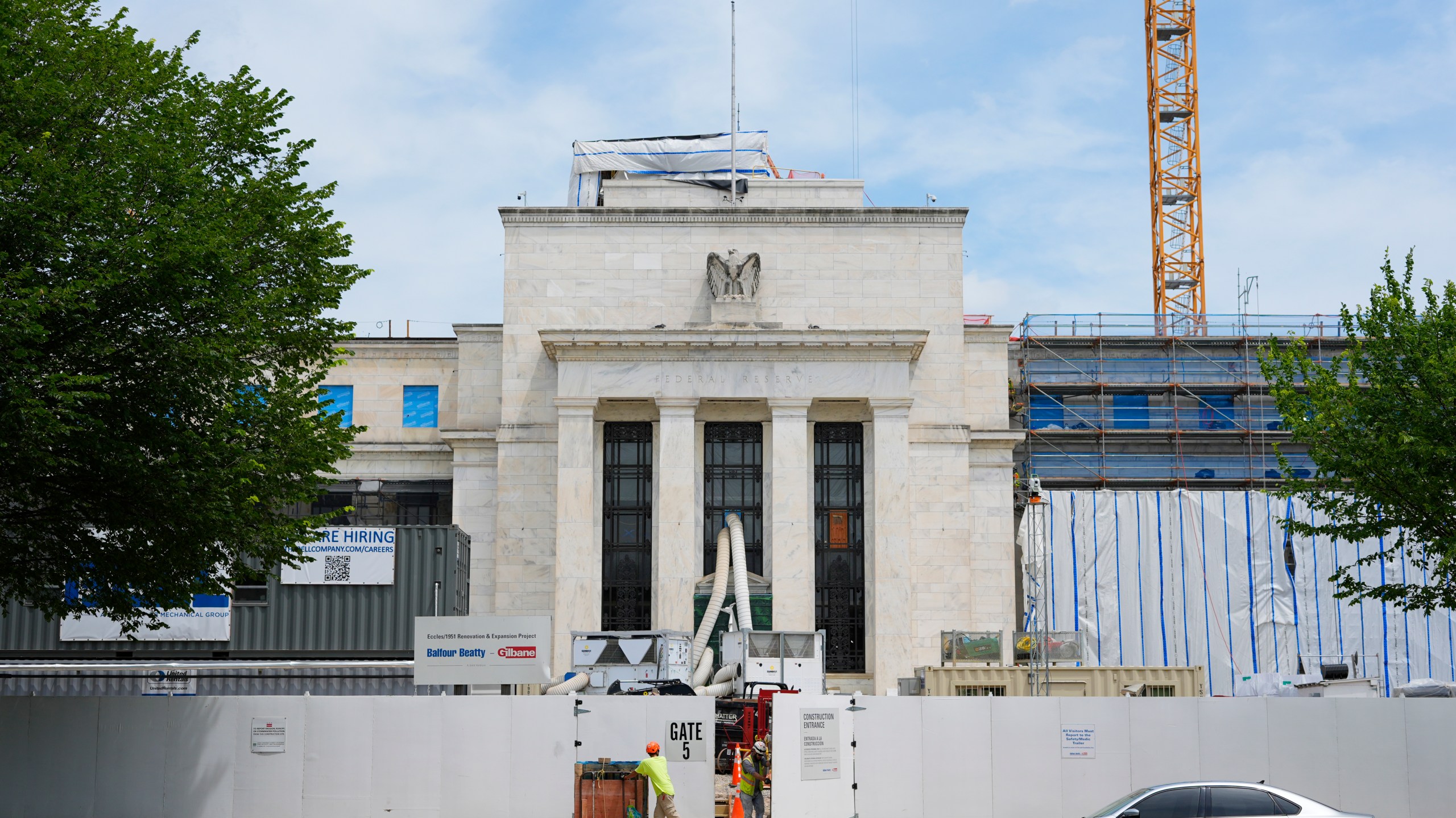 FILE - The Federal Reserve Board Building is seen as it undergoes renovations, June 10, 2025, in Washington, DC. (Pablo Martinez Monsivais, file)