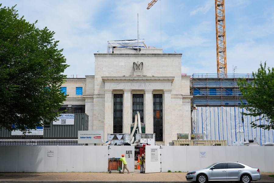 FILE - The Federal Reserve Board Building is seen as it undergoes renovations, June 10, 2025, in Washington, DC. (Pablo Martinez Monsivais, file)
