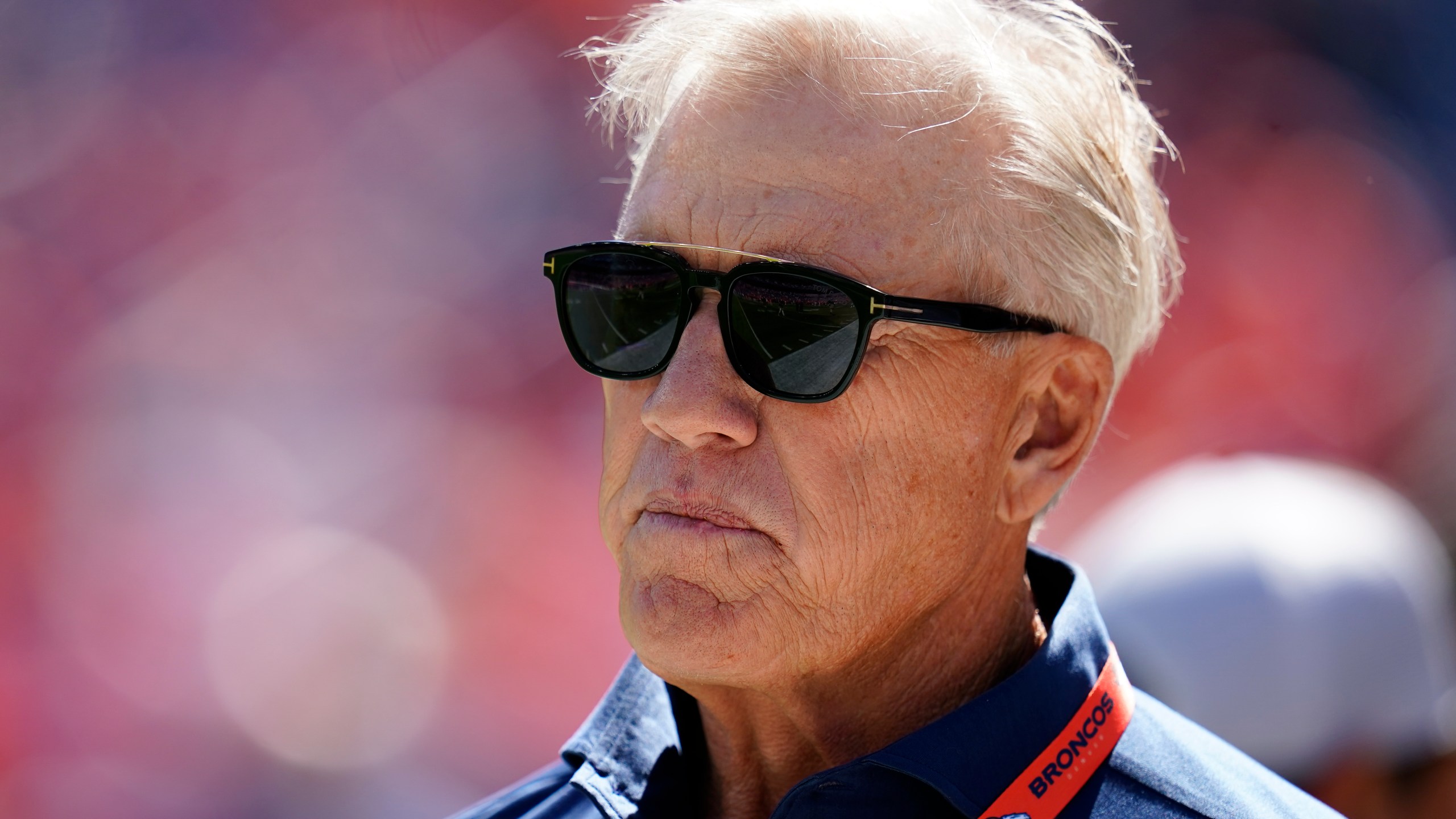 FILE - Denver Broncos consultant John Elway looks on against the Houston Texans during an NFL football game, Sept. 18, 2022, in Denver. (AP Photo/Jack Dempsey, File)