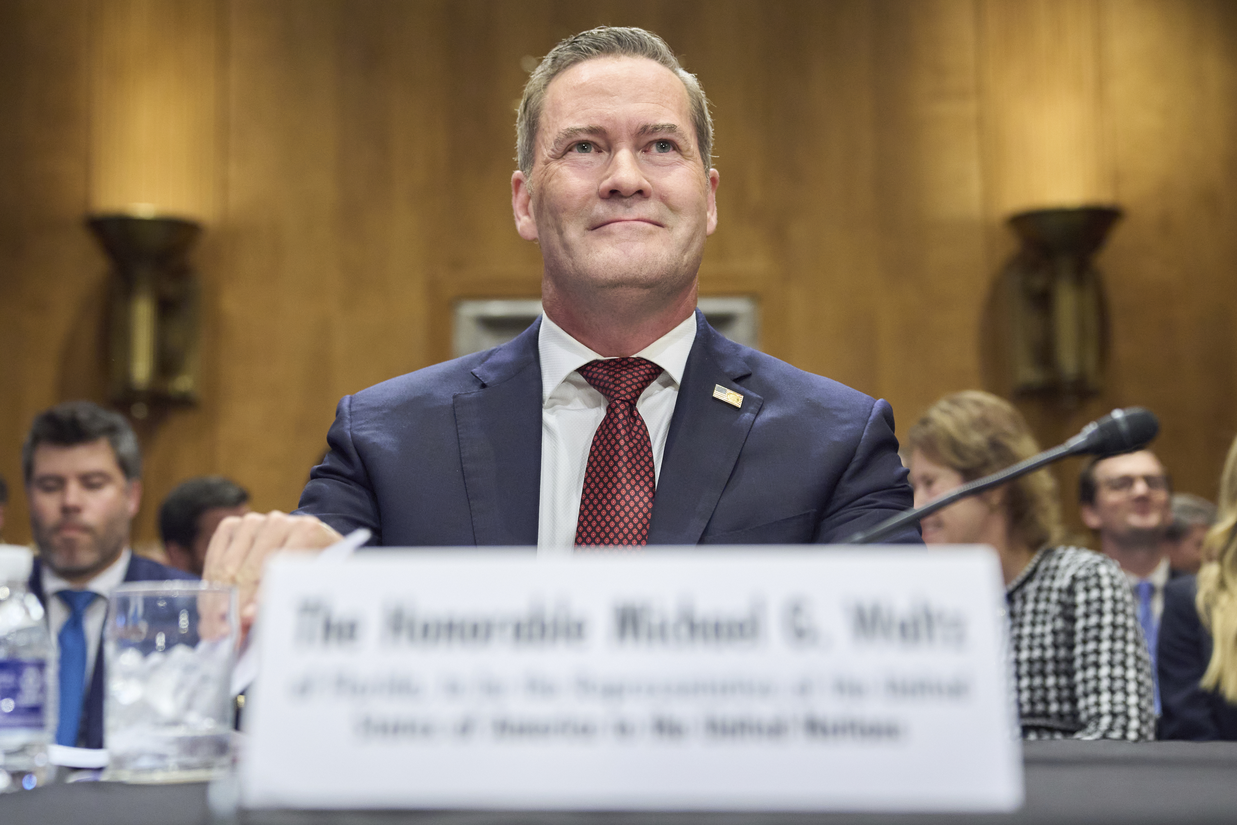 Former White House National Security Adviser Michael Waltz, nominee for U.S. Representative to the United Nations, attends a Senate Foreign Relations Committee nomination hearing, Tuesday, July 15, 2025, on Capitol Hill in Washington. (AP Photo/Jacquelyn Martin)