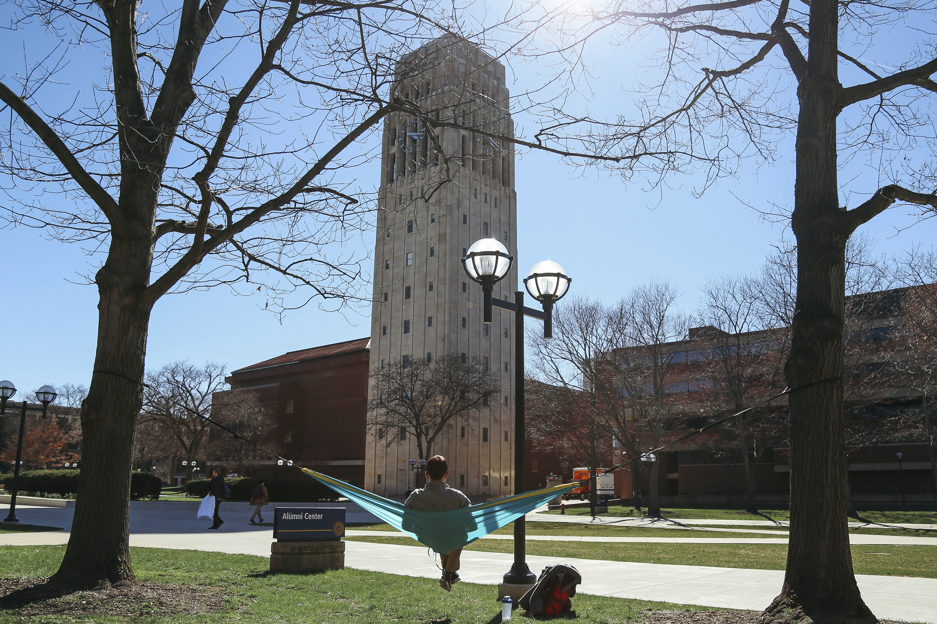 FILE - This April 7, 2017 file photo, shows Burton Tower on the University of Michigan campus in Ann Arbor, Mich. (Hunter Dyke/Ann Arbor News via AP, File)