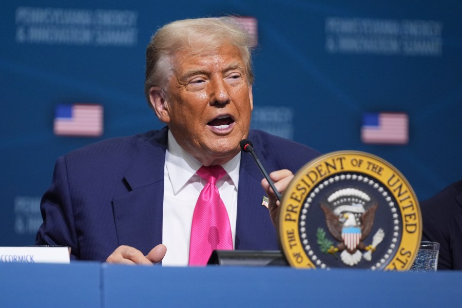 President Donald Trump speaks at the "Inaugural Pennsylvania Energy and Innovation Event" at Carnegie Mellon University, Tuesday, July 15, 2025, in Pittsburgh. (AP Photo/Evan Vucci)