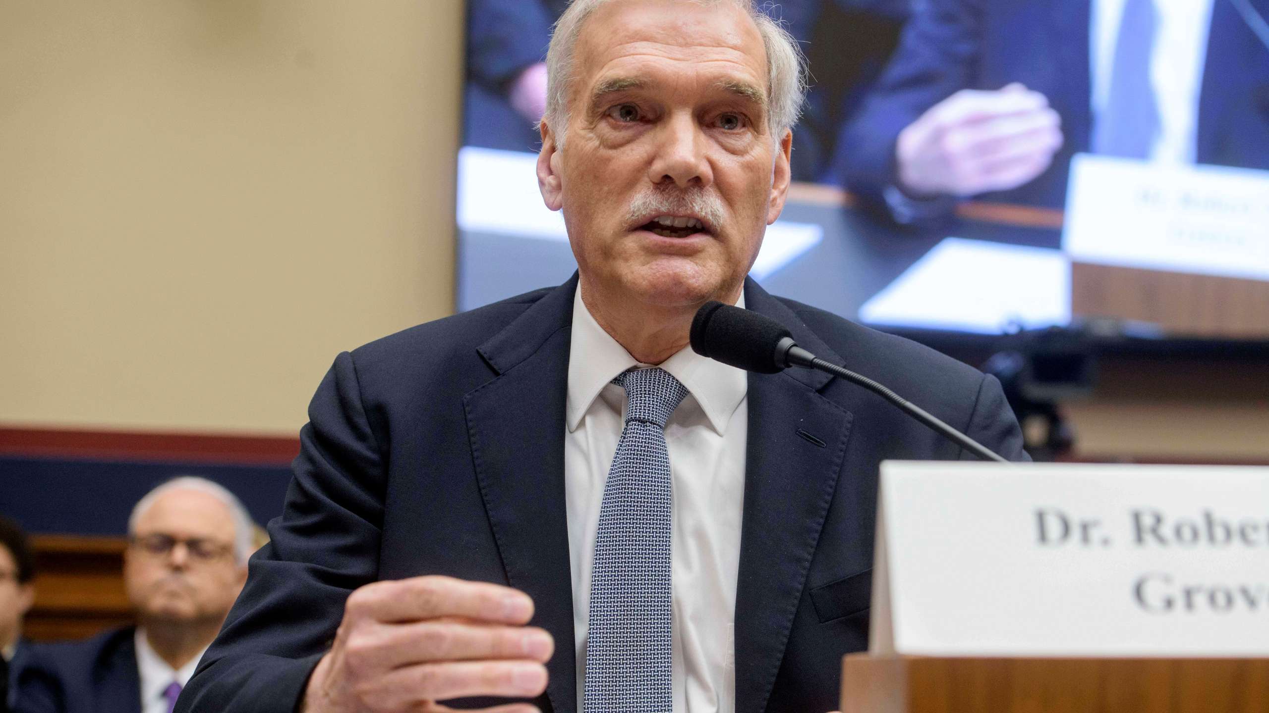 Dr. Robert M. Groves, Interim President, Georgetown University, testifies during a House Committee on Education and Workforce Committee hearing on "Antisemitism in Higher Education: Examining the Role of Faculty, Funding, and Ideology" on Capitol Hill, Tuesday, July 15, 2025, in Washington. (AP Photo/Rod Lamkey, Jr.)