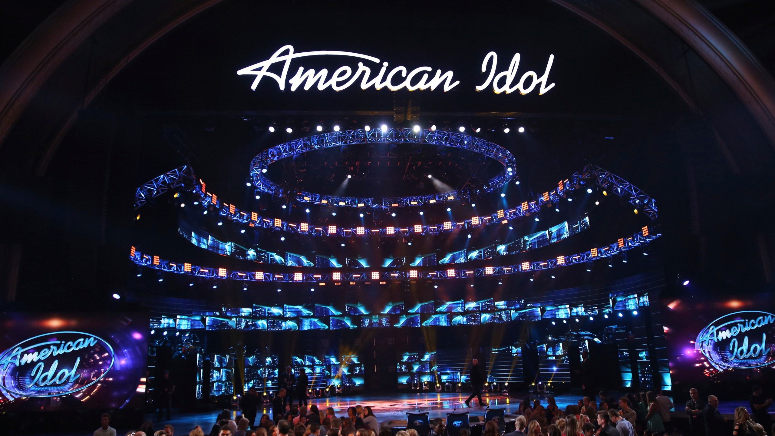 FILE - The stage at the "American Idol" farewell season finale at the Dolby Theatre on Thursday, April 7, 2016, in Los Angeles. (Photo by Matt Sayles/Invision/AP, File)