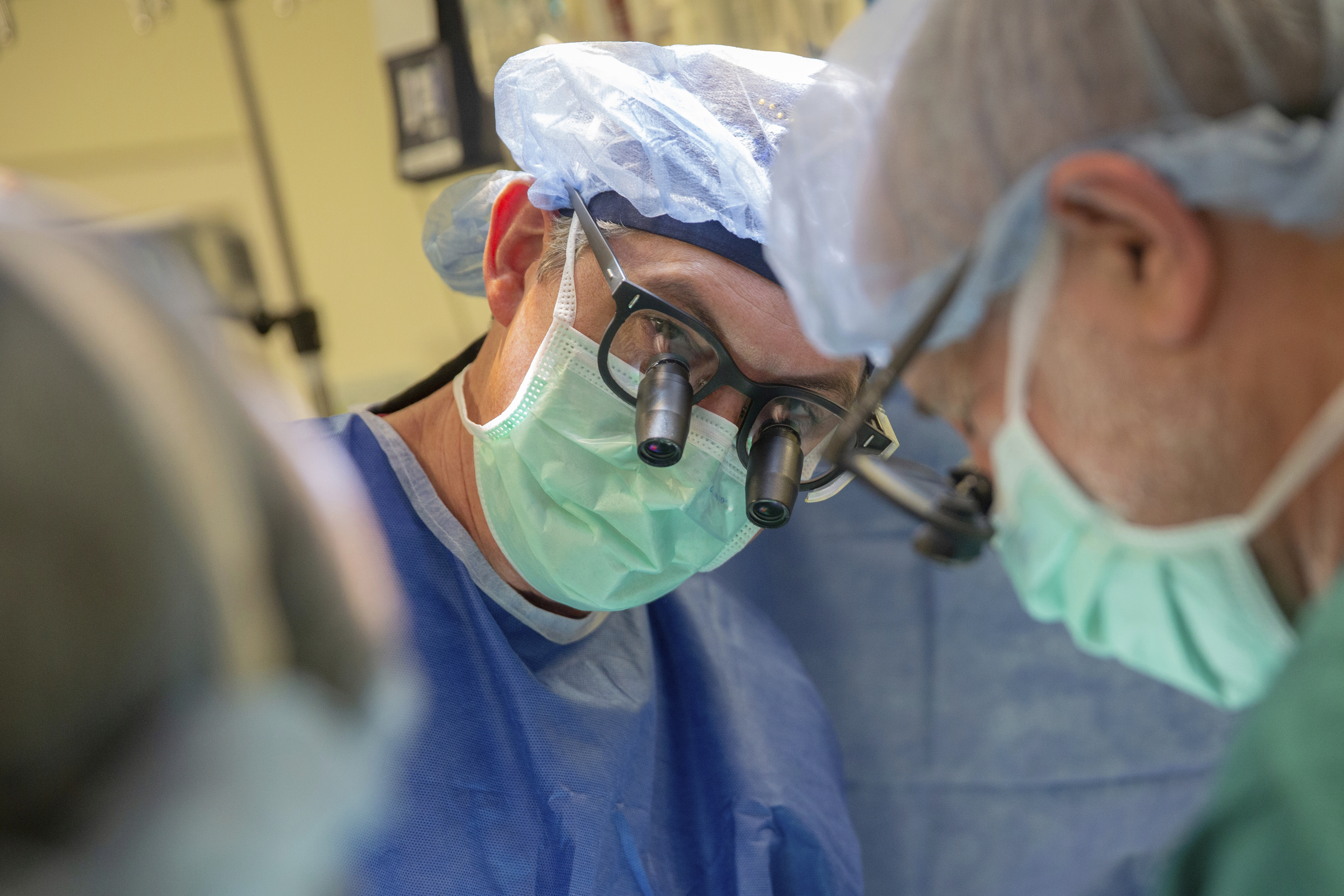 This photo provided by DukeHealth shows surgeon Joseph Turek during pediatric heart surgery in Durham, N.C., in 2021 (Shawn Rocco/DukeHealth via AP)