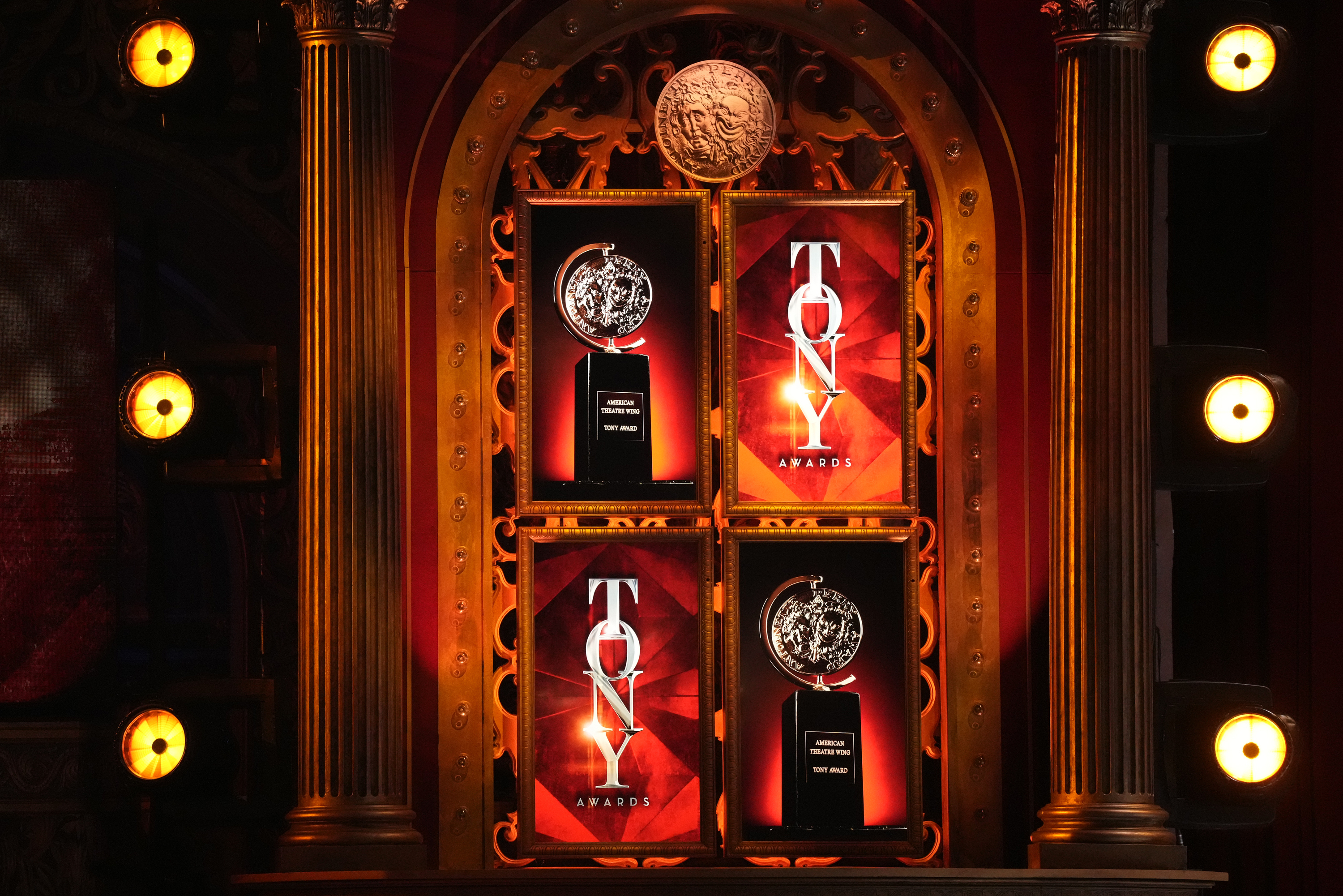 FILE -The stage appears at the 76th annual Tony Awards on Sunday, June 11, 2023, at the United Palace theater in New York. (Photo by Charles Sykes/Invision/AP, File)
