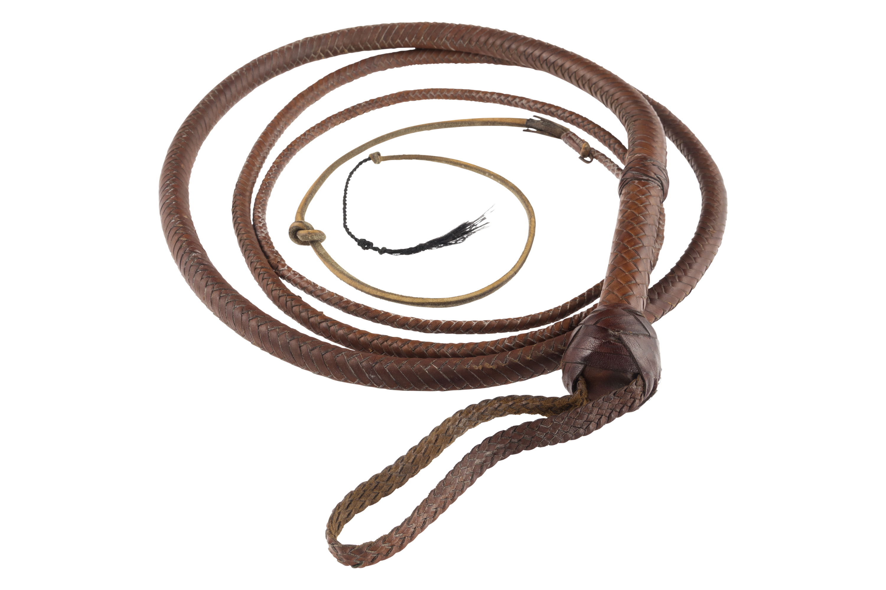 FILE - This image shows a whip wielded by Harrison Ford in "Indiana Jones and the Last Crusade." (Heritage Auctions via AP, File)