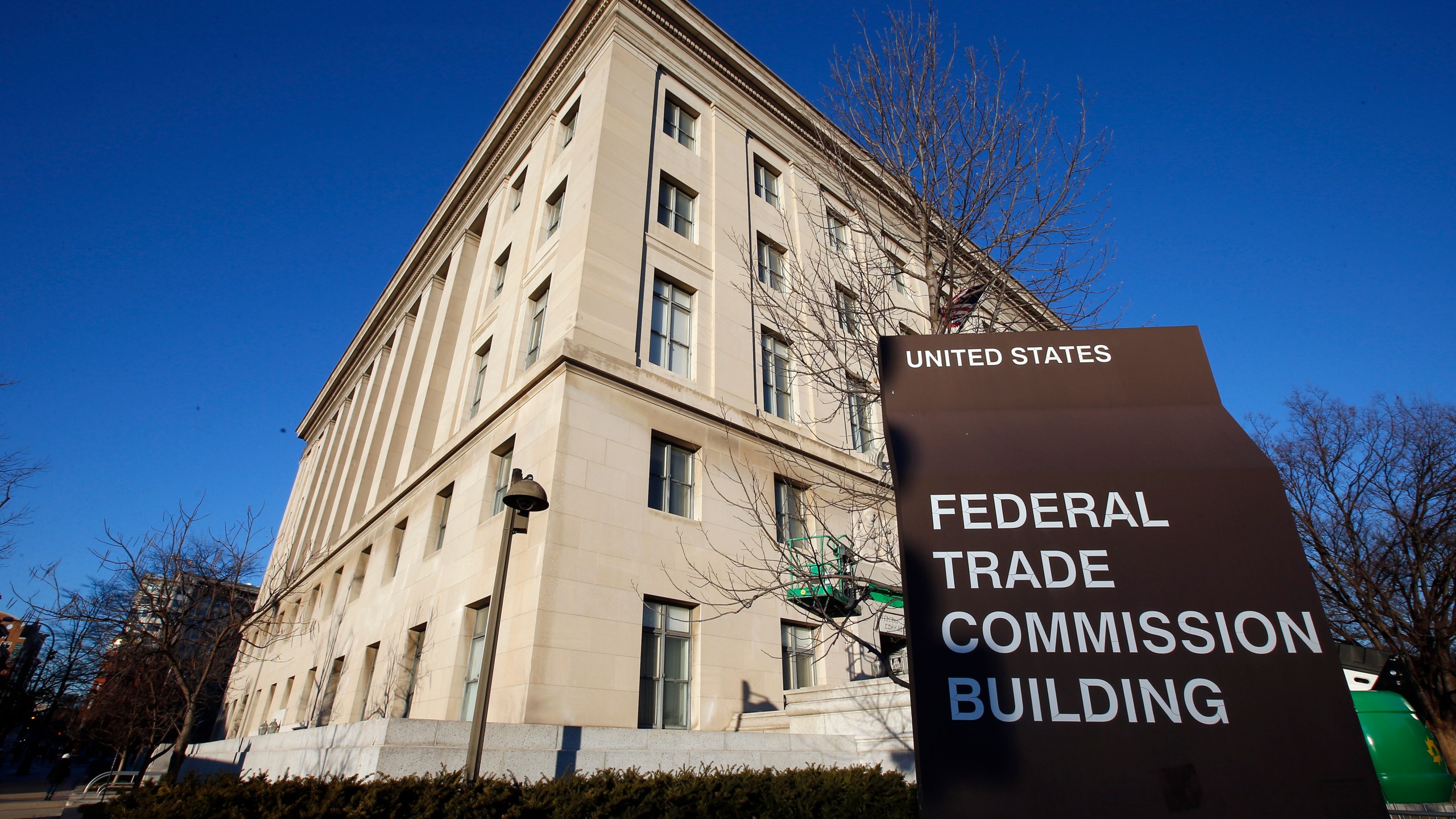 FILE - The Federal Trade Commission building is seen, Jan. 28, 2015, in Washington. (AP Photo/Alex Brandon, File)
