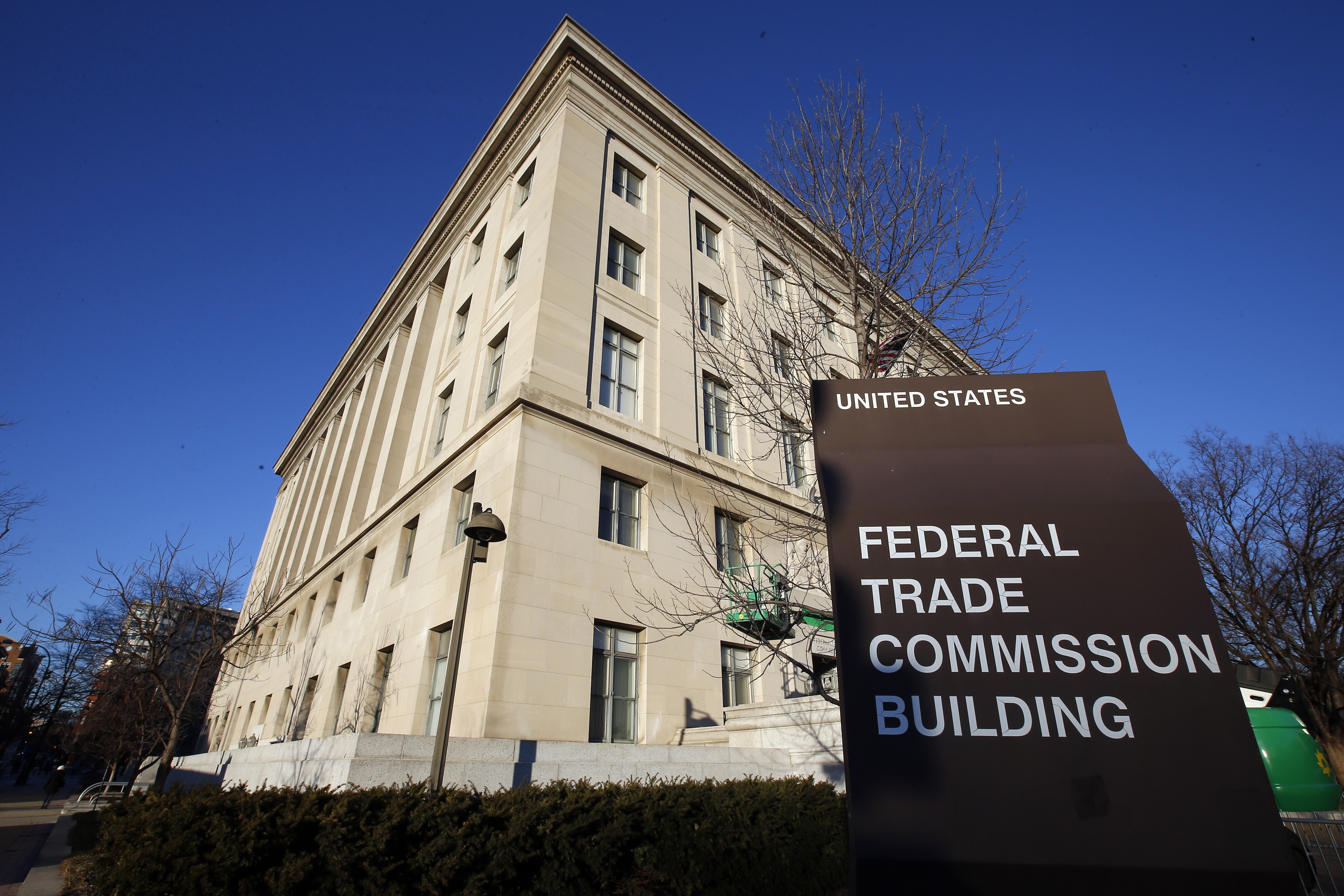 FILE - The Federal Trade Commission building is seen, Jan. 28, 2015, in Washington. (AP Photo/Alex Brandon, File)