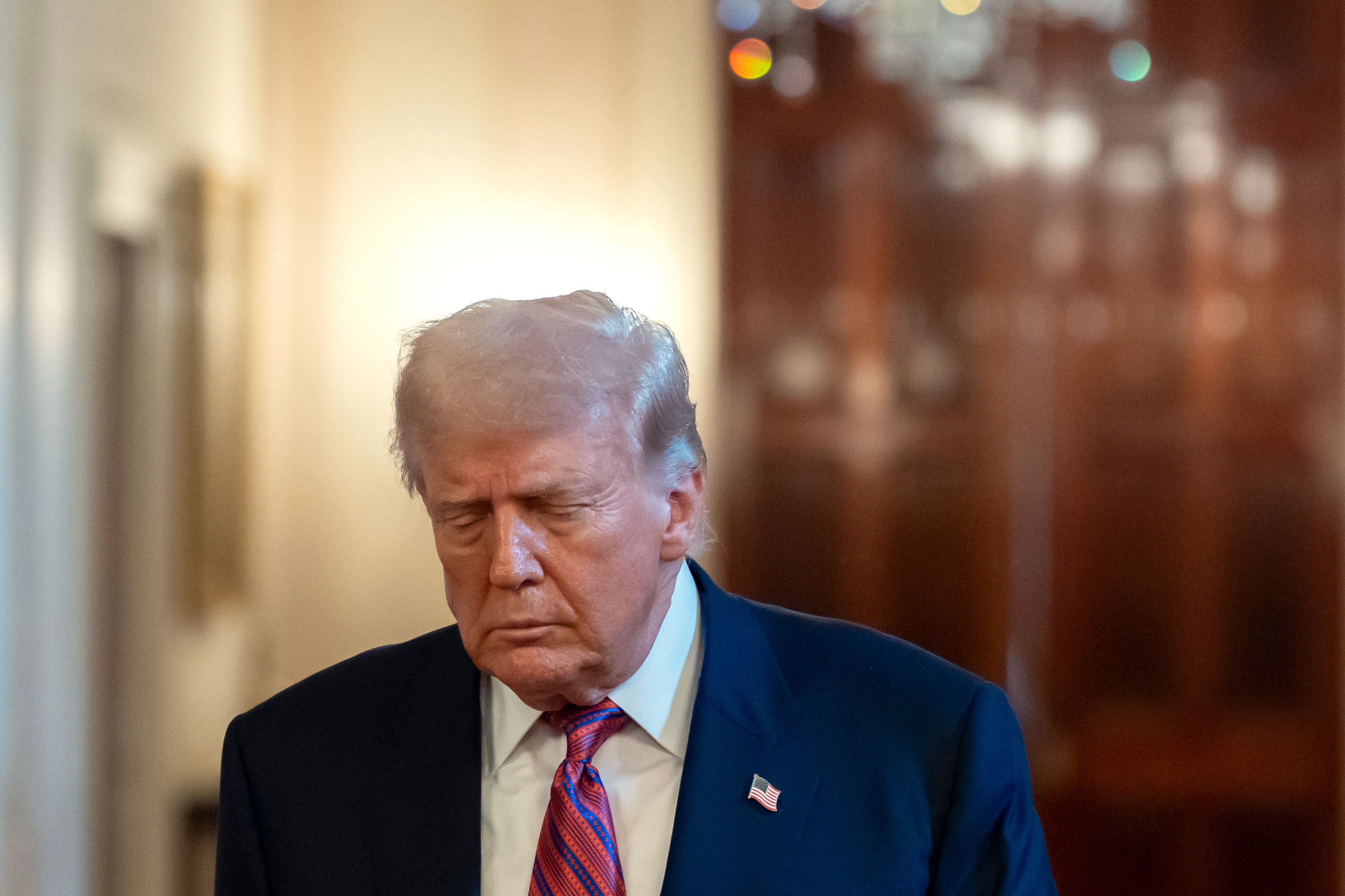 President Donald Trump arrives for an event to sign the GENIUS Act, a bill that regulates stablecoins, a type of cryptocurrency, in the East Room of the White House, Friday, July 18, 2025, in Washington. (AP Photo/Alex Brandon)