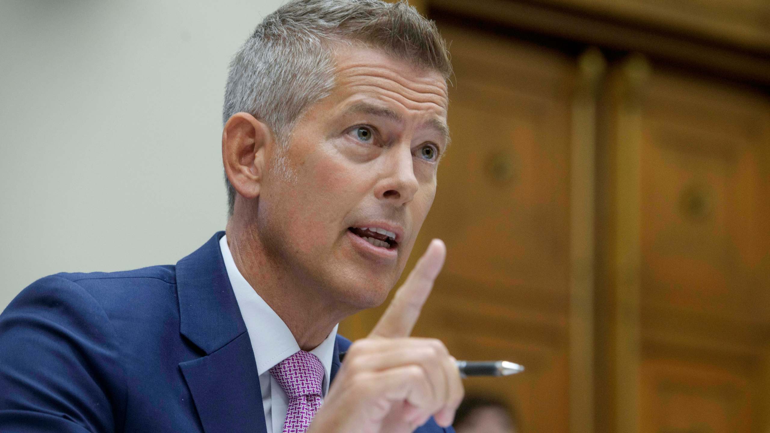 Secretary of Transportation Sean Duffy testifies during a House Committee on Transportation and Infrastructure Oversight hearing on the Department of Transportation's Policies and Programs and Fiscal Year 2025 Budget Request on Capitol Hill, Wednesday, July 16, 2025, in Washington. (AP Photo/Rod Lamkey, Jr.)
