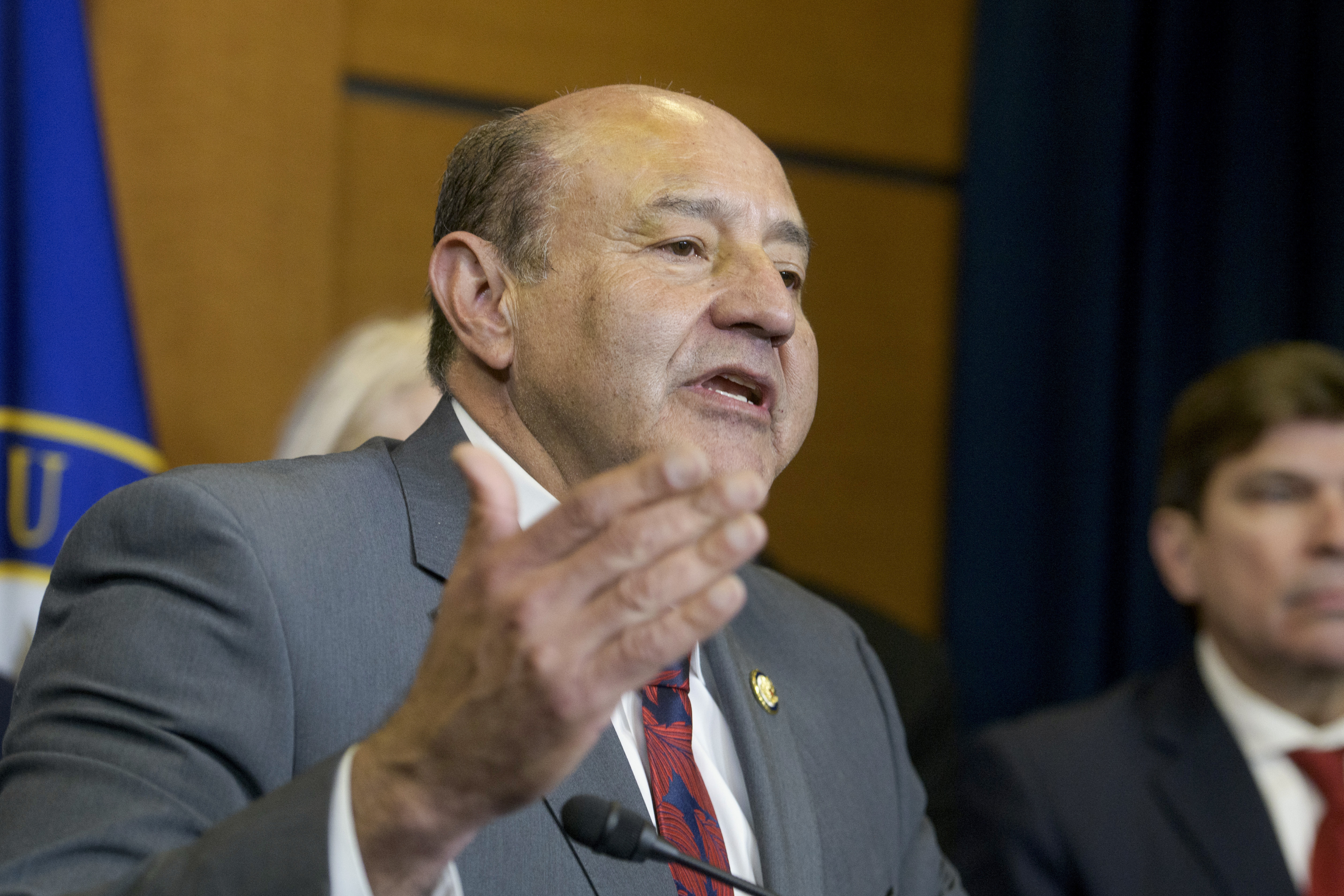 FILE - Rep. Vicente Gonzalez, D-Texas., speaks during a press conference on Capitol Hill, Feb. 6, 2025, in Washington. (AP Photo/Rod Lamkey, Jr., File)