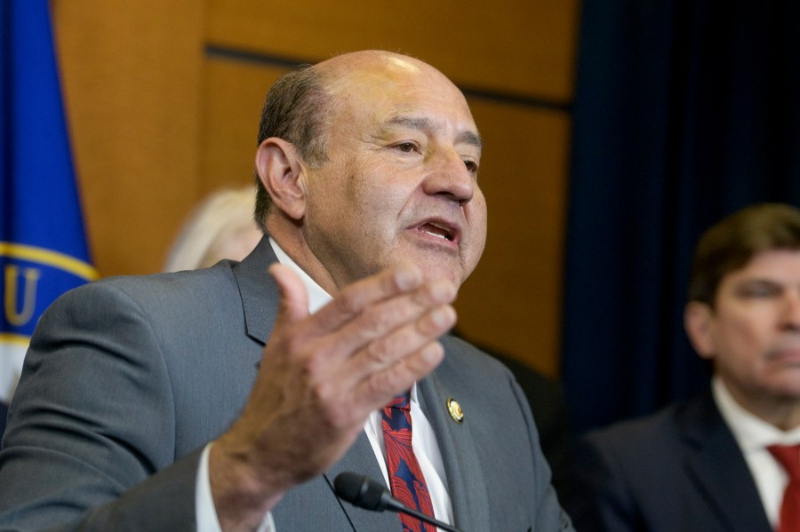 FILE - Rep. Vicente Gonzalez, D-Texas., speaks during a press conference on Capitol Hill, Feb. 6, 2025, in Washington. (AP Photo/Rod Lamkey, Jr., File)