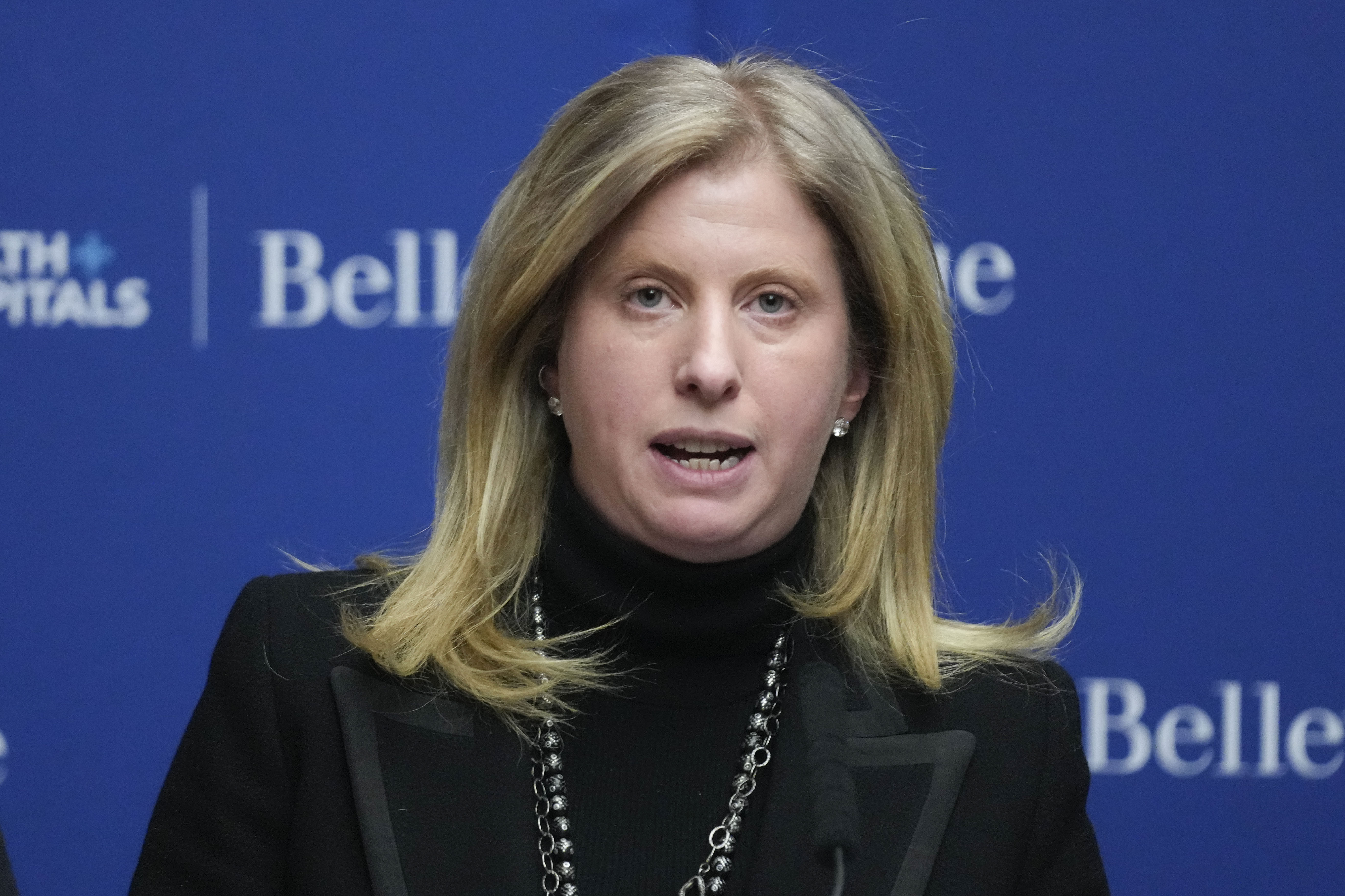 FILE - NYPD police commissioner Jessica Tisch speaks during a news conference in New York, Tuesday, Feb. 18, 2025. (AP Photo/Seth Wenig, File)