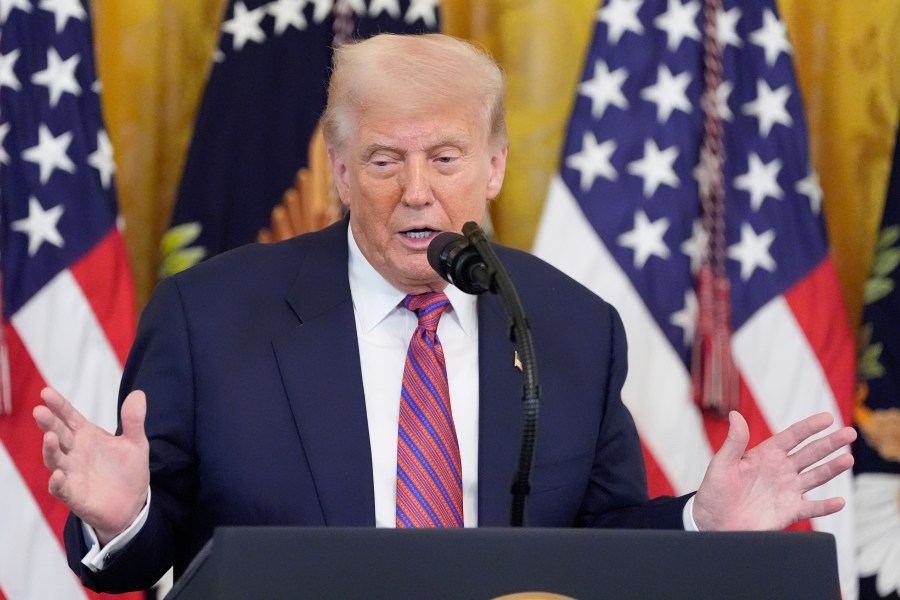 President Donald Trump speaks at an event for the signing of the GENIUS Act, a bill that regulates stablecoins, a type of cryptocurrency, in the East Room of the White House, Friday, July 18, 2025, in Washington. (AP Photo/Alex Brandon)