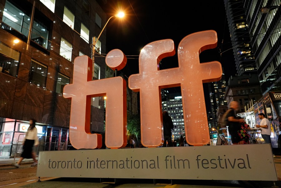 FILE - A welcome sign for the 2024 Toronto International Film Festival is pictured on the opening night of the festival, Thursday, Sept. 5, 2024, in Toronto. (AP Photo/Chris Pizzello, File)