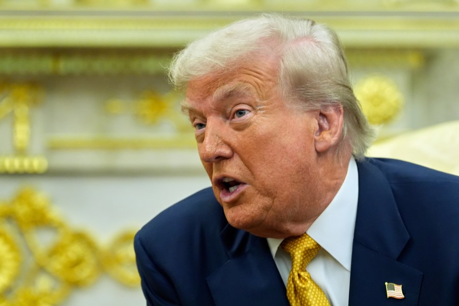 President Donald Trump meets with Philippine President Ferdinand Marcos Jr., in the Oval Office of the White House, Tuesday, July 22, 2025, in Washington. (AP Photo/Alex Brandon)