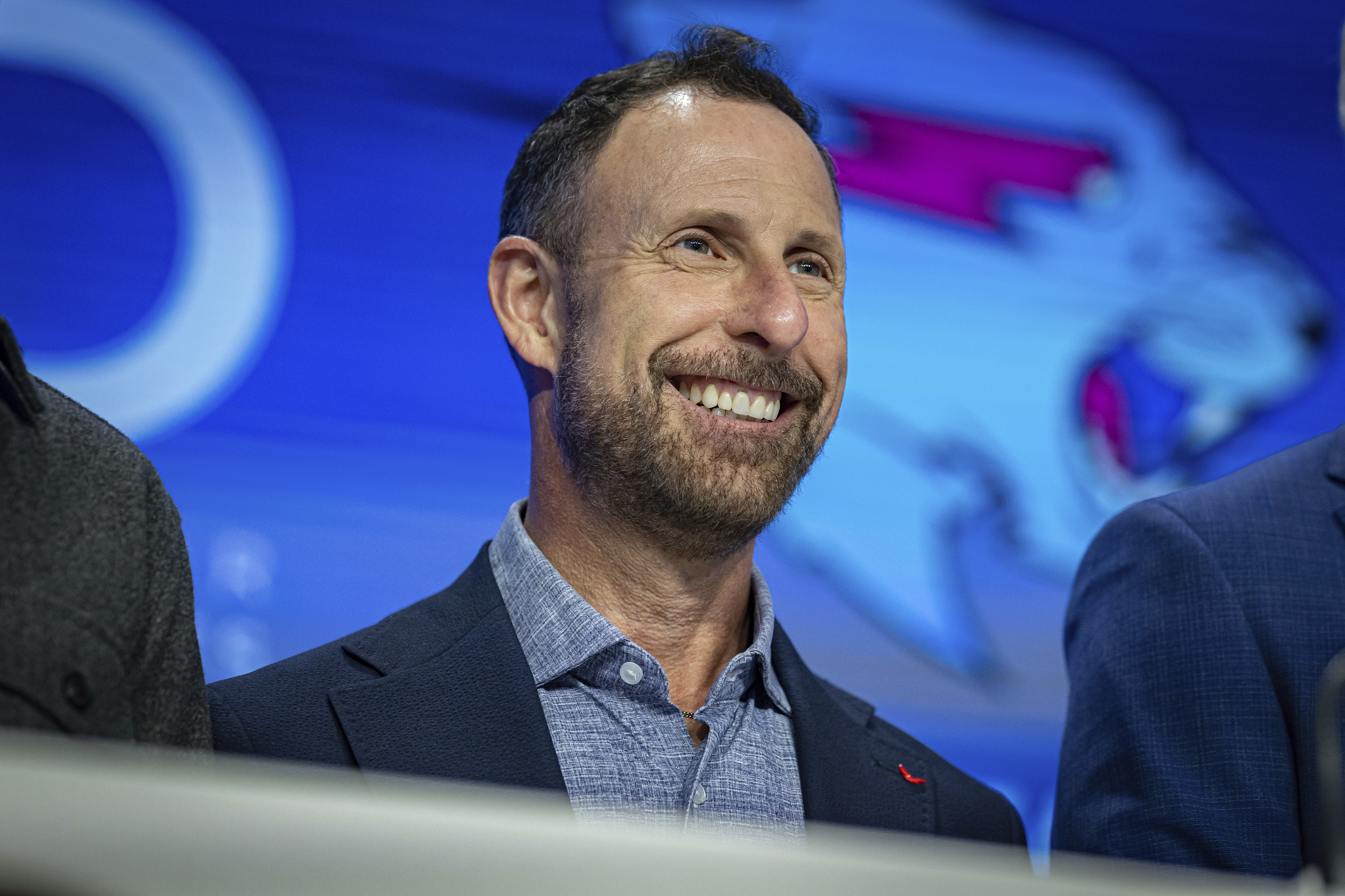Jeffrey Housenbold, CEO and president of MrBeast, poses for a picture during a Nasdaq closing bell ceremony Wednesday, July 23, 2025, in New York's Times Square. (AP Photo/Stefan Jeremiah)
