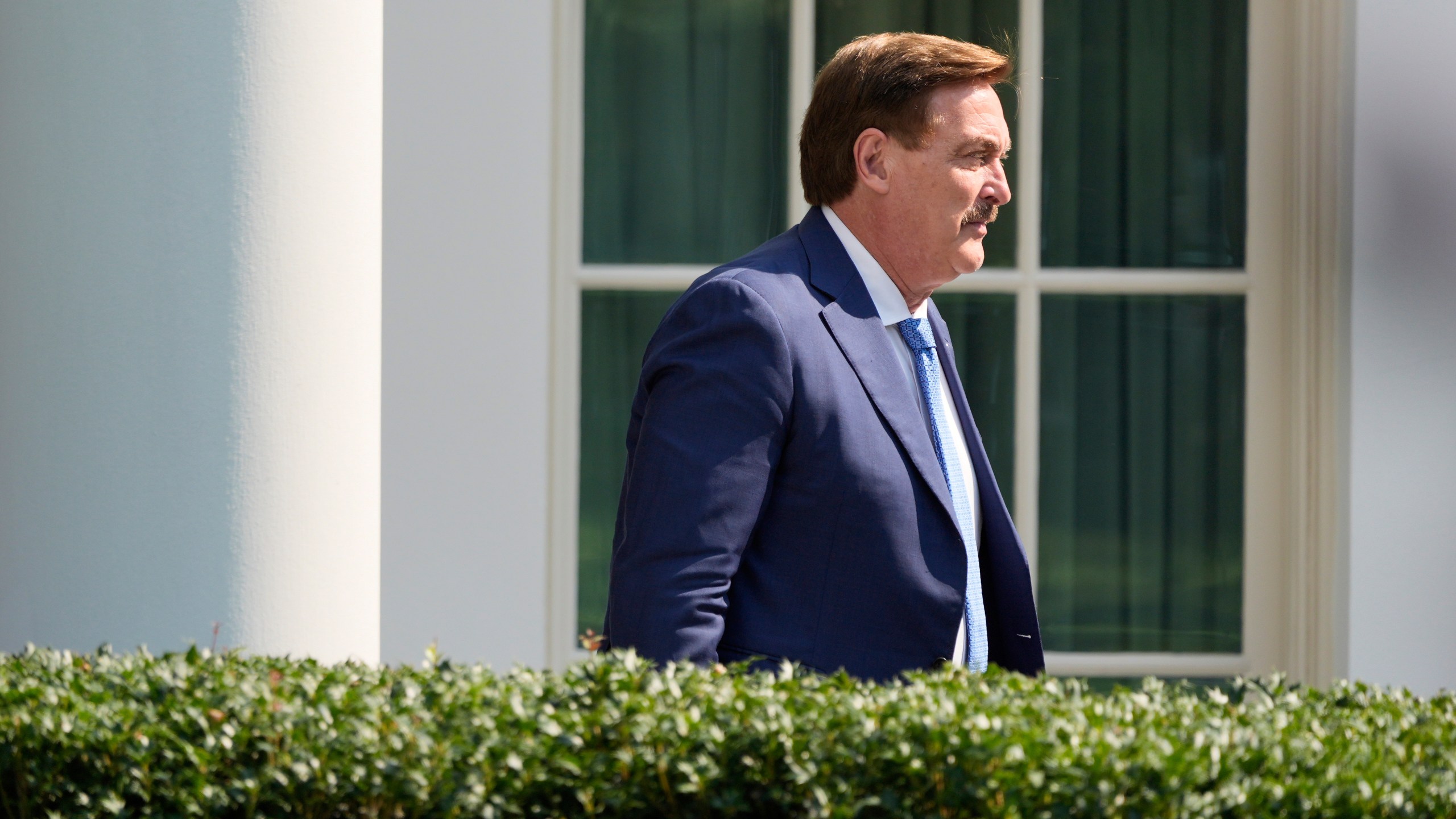 MyPillow CEO Mike Lindell exits the West Wing of the White House, Thursday, July 3, 2025, in Washington. (AP Photo/Mark Schiefelbein)