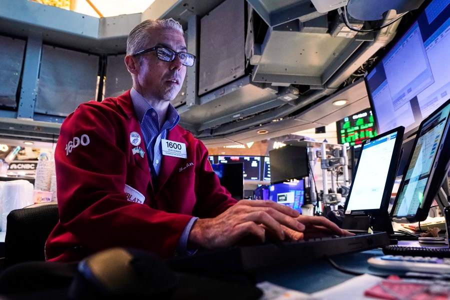 Trader John Gorman works on the floor of the New York Stock Exchange, Monday, July 21, 2025. (AP Photo/Richard Drew)
