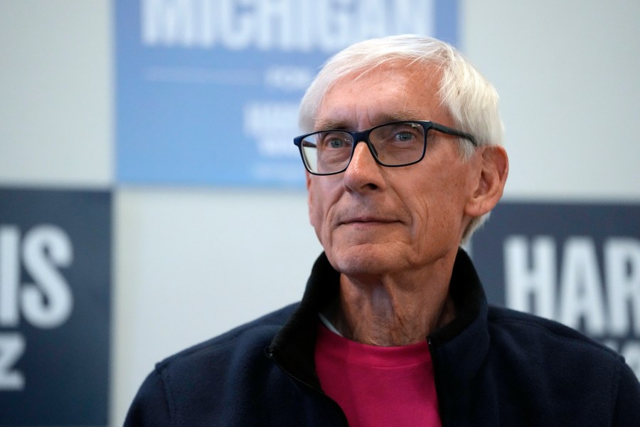 FILE - Wisconsin Gov. Tony Evers speaks during a campaign event, Oct. 17, 2024, in Flint, Mich. (AP Photo/Carlos Osorio, file)