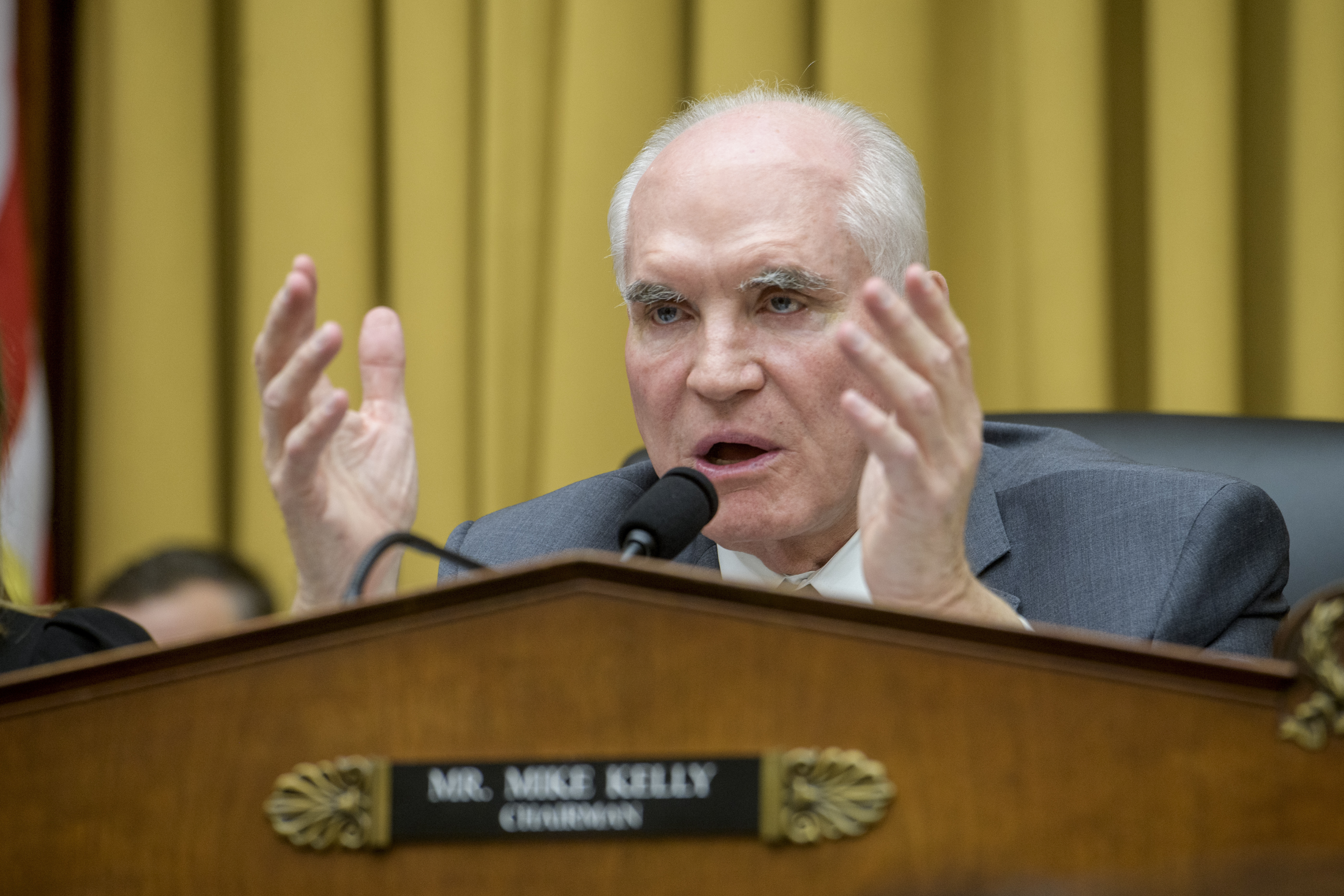 FILE - Rep. Mike Kelly, R-Pa., speaks during a hearing on the Secret Service's security failures regarding the assassination attempts on President-elect Donald Trump, Dec. 5, 2024, in Washington. (AP Photo/Rod Lamkey, Jr.)