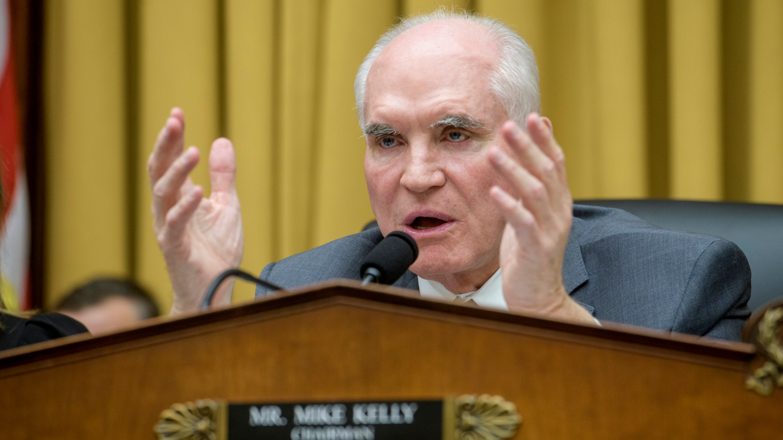 FILE - Rep. Mike Kelly, R-Pa., speaks during a hearing on the Secret Service's security failures regarding the assassination attempts on President-elect Donald Trump, Dec. 5, 2024, in Washington. (AP Photo/Rod Lamkey, Jr.)