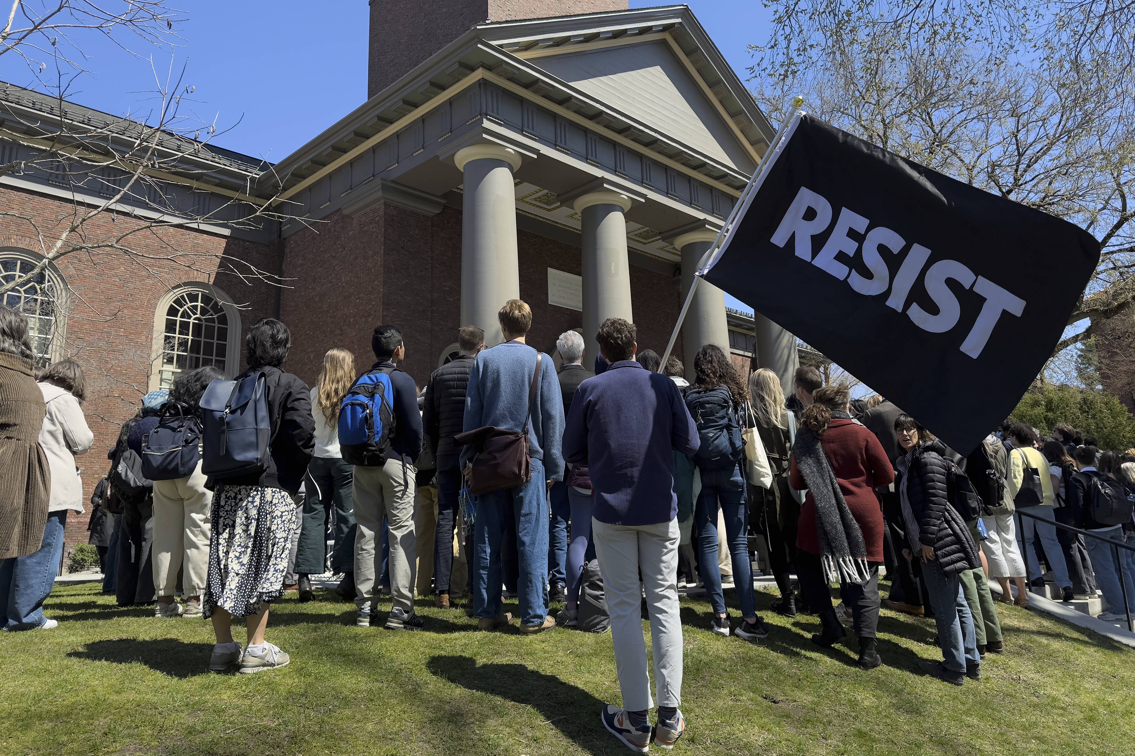 FILE - Students, faculty and members of the Harvard University community rally, April 17, 2025, in Cambridge, Mass. (AP Photo, File)
