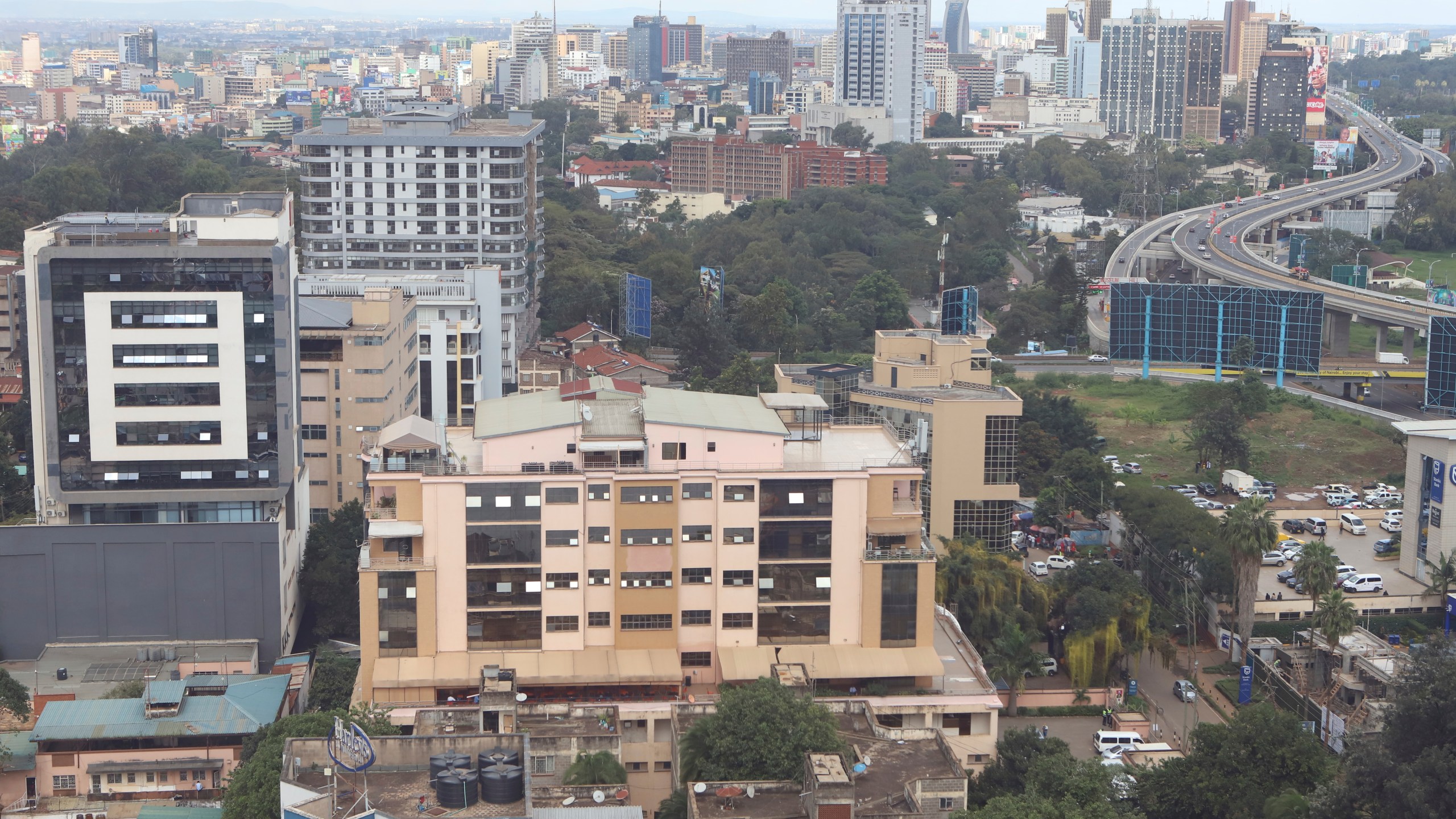 A general view shows part of the commercial district of Nairobi, Kenya, Friday, May 23, 2025. (AP Photo/Andrew Kasuku)