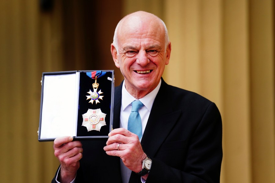 FILE - David Nabarro, World Health Organisation Special Envoy for Covid-19 Prevention and Response, poses after he was made a Knight Commander of the Order of St Michael and St George during an investiture ceremony at Buckingham Palace in London, Friday March 3, 2023. (Victoria Jones/Pool via AP, file)