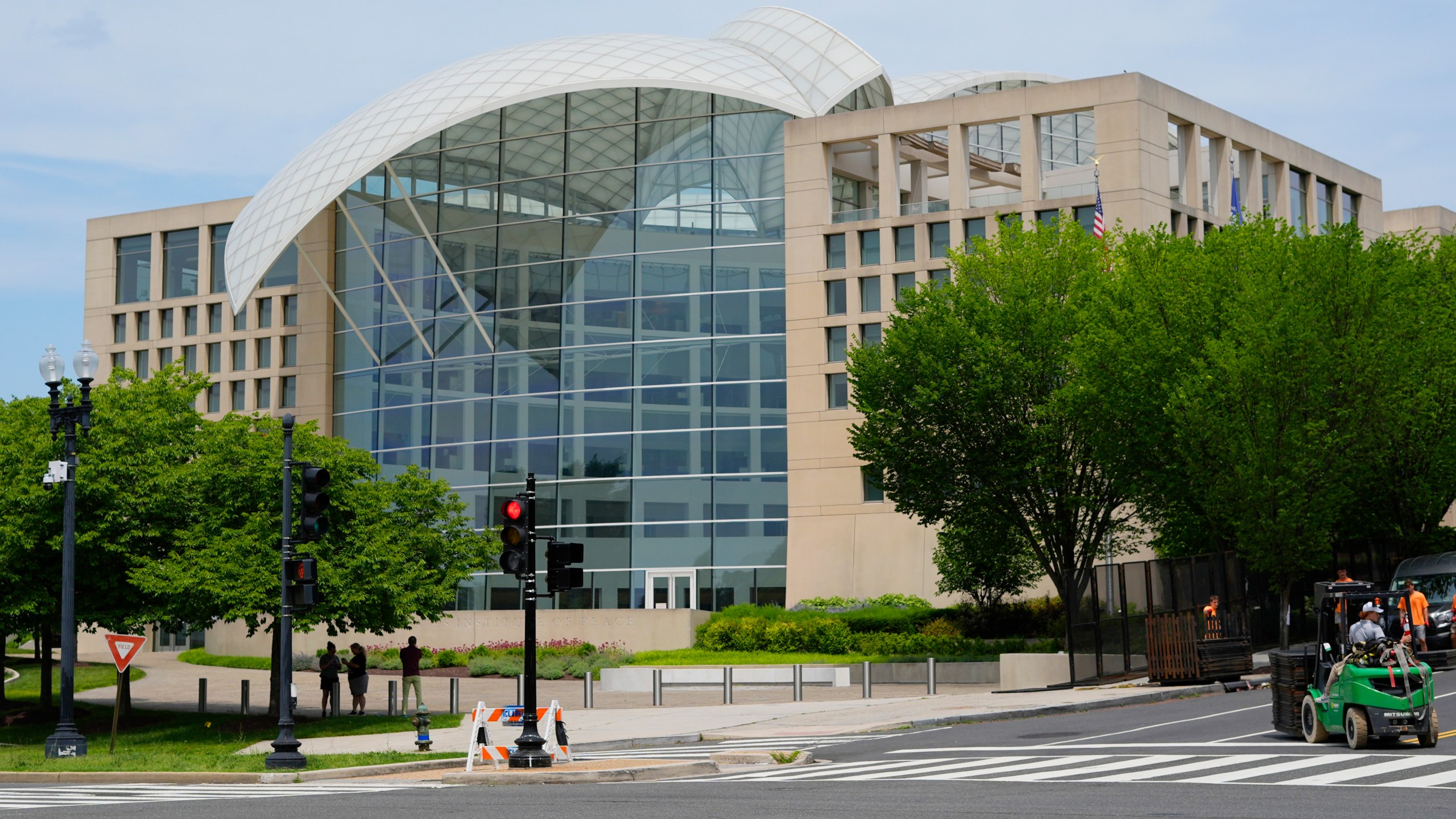 FILE - The headquarters for the U.S. Institute of Peace near the National Mall are seen, June 10, 2025, in Washington. (Pablo Martinez Monsivais, File)