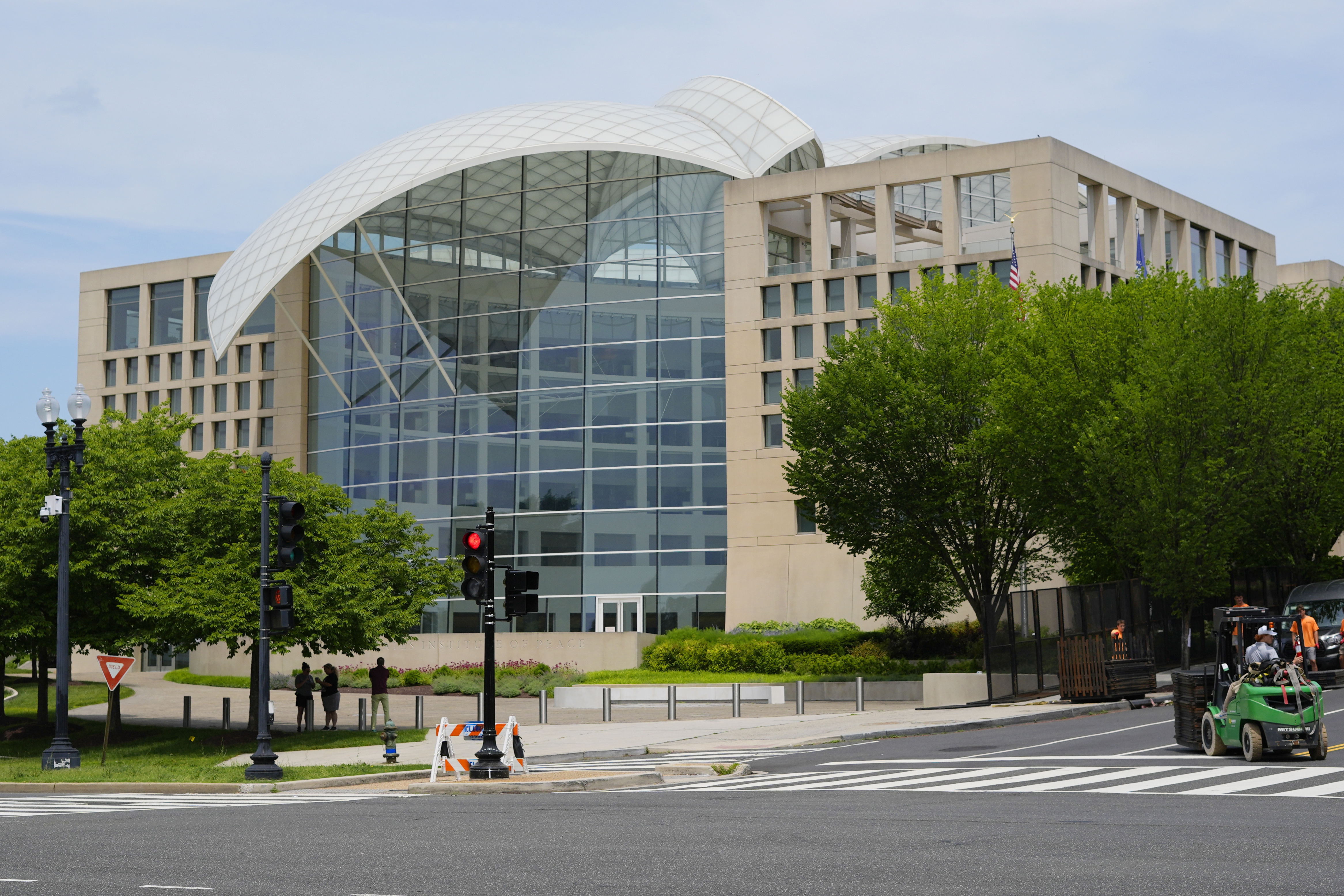 FILE - The headquarters for the U.S. Institute of Peace near the National Mall are seen, June 10, 2025, in Washington. (Pablo Martinez Monsivais, File)