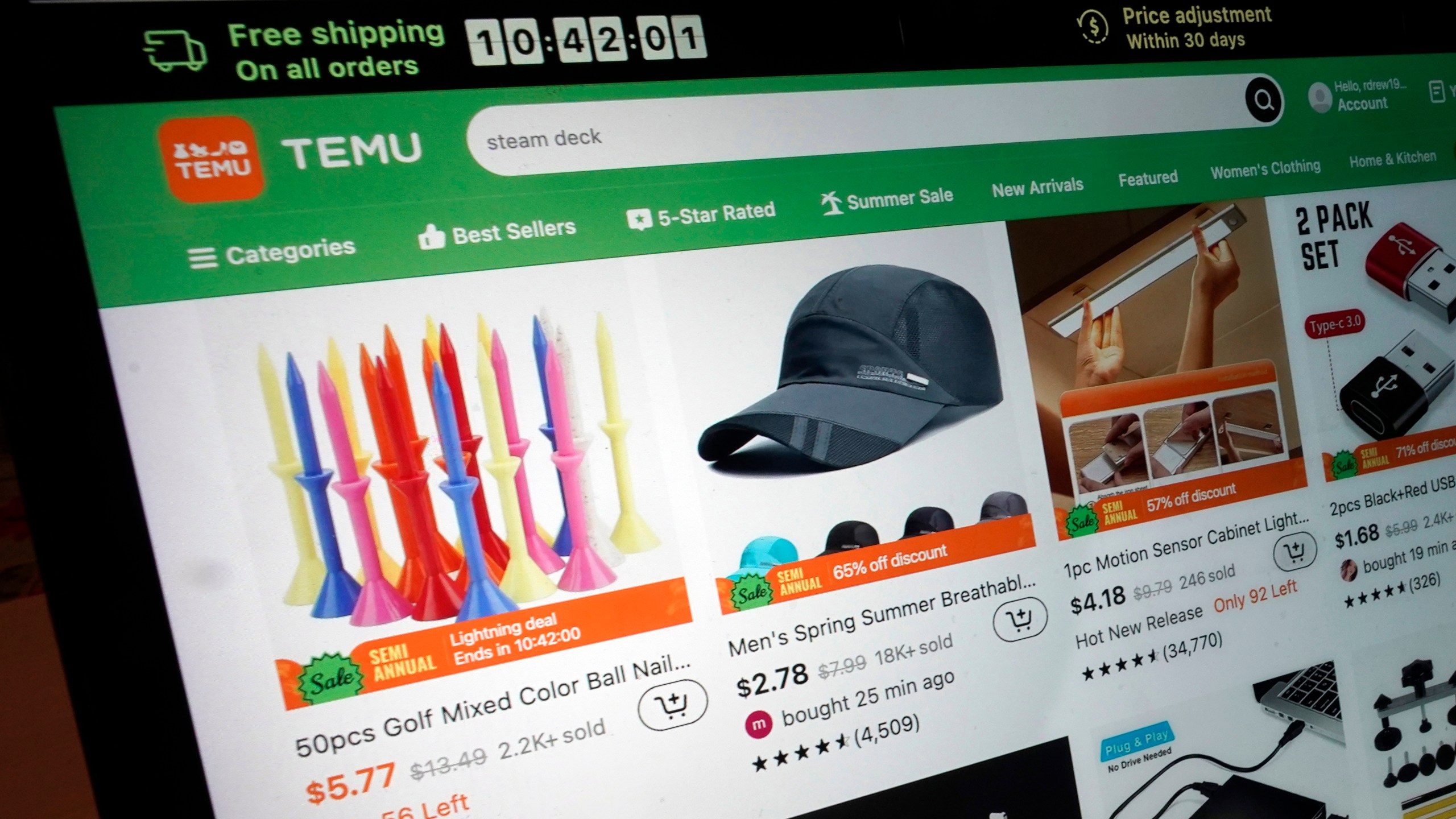 FILE - A page from the Temu website is shown in this photo, in New York, June 23, 2023. (AP Photo/Richard Drew, file)