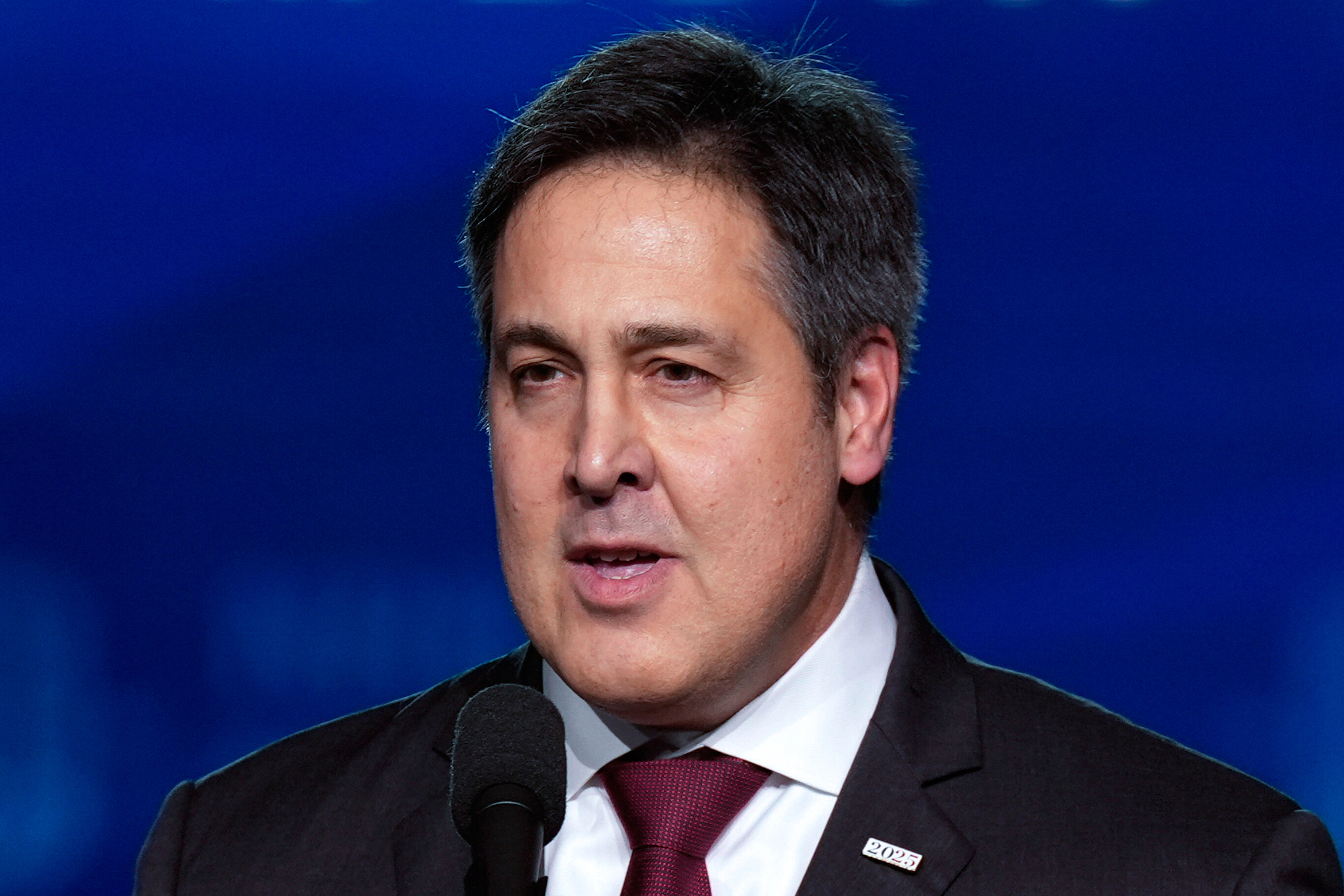 FILE - Paul Dans, director of Project 2025 at the Heritage Foundation, speaks at the National Religious Broadcasters convention, Feb. 22, 2024, in Nashville, Tenn. (AP Photo/George Walker IV, File)