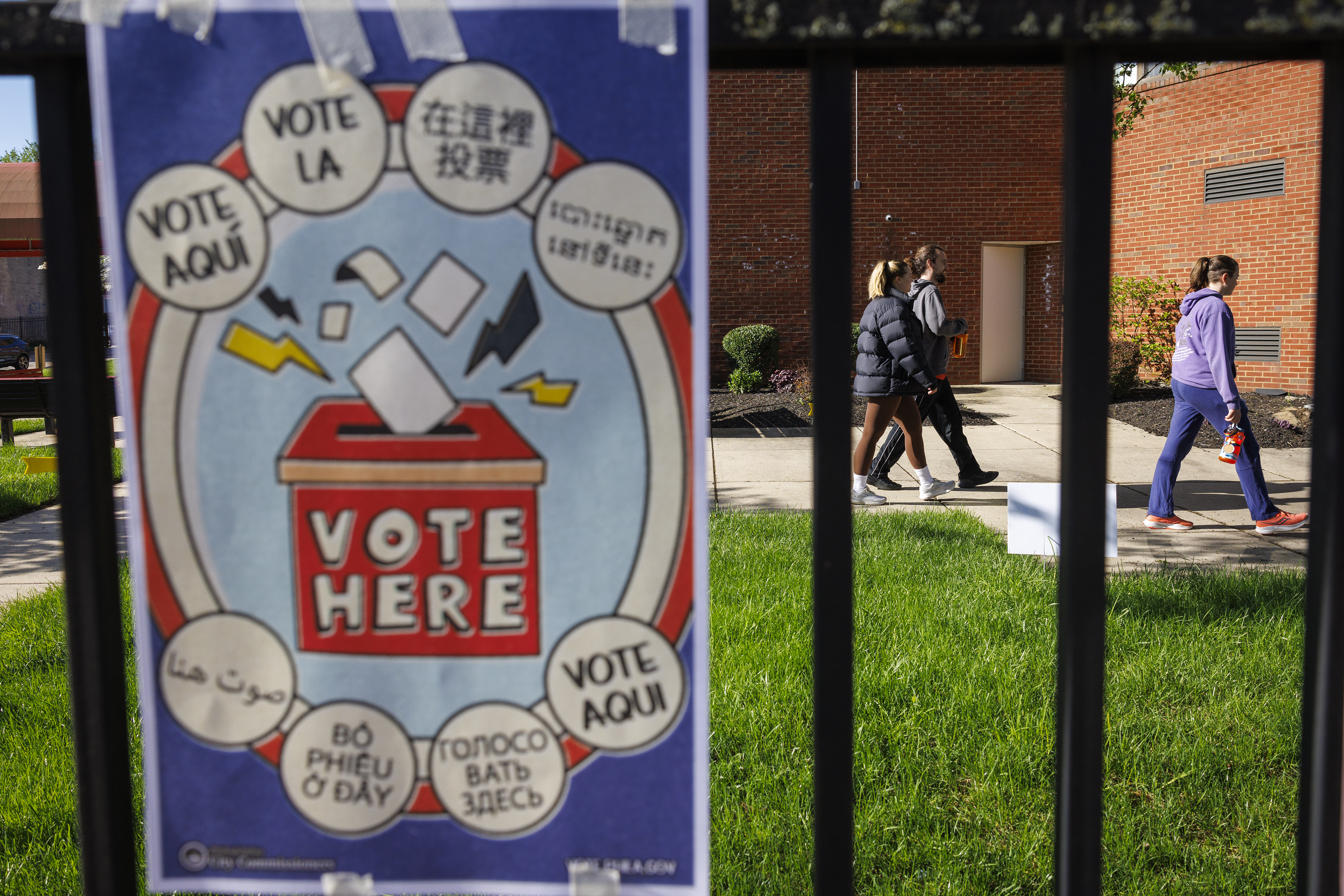 FILE - Voters in the 47th Ward arrive at the William B. Moore Manor apartments, to vote in the state's primary election, April 23, 2024, in Philadelphia. (Alejandro A. Alvarez/The Philadelphia Inquirer via AP, file)